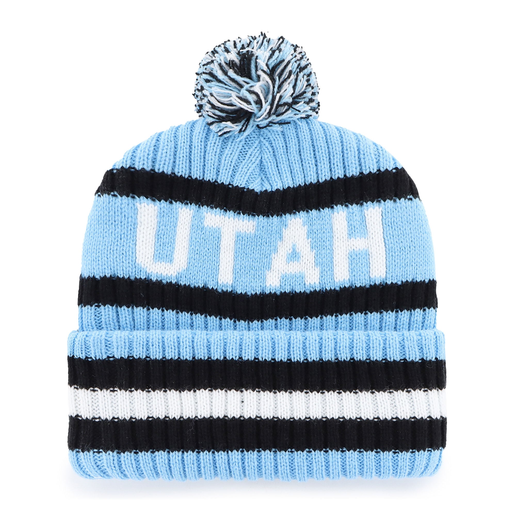 Bonnet en tricot à revers Bering bleu clair Utah Mammoth '47 pour homme avec pompon