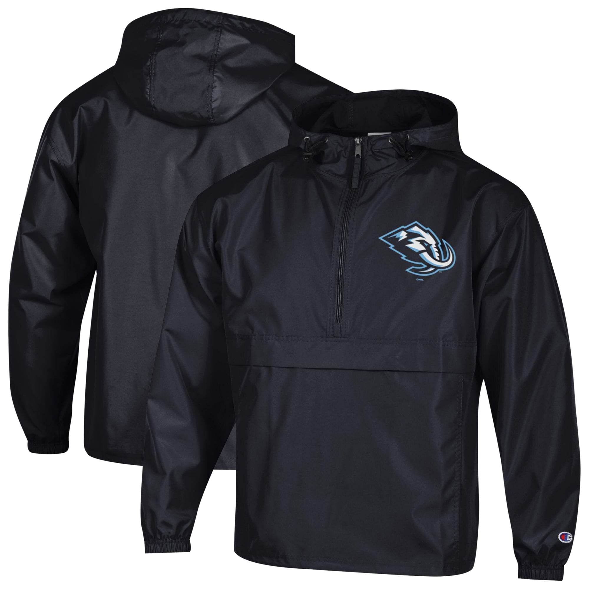 Men's Champion  Black Utah Mammoth Packable Windbreaker Half-Zip Jacket