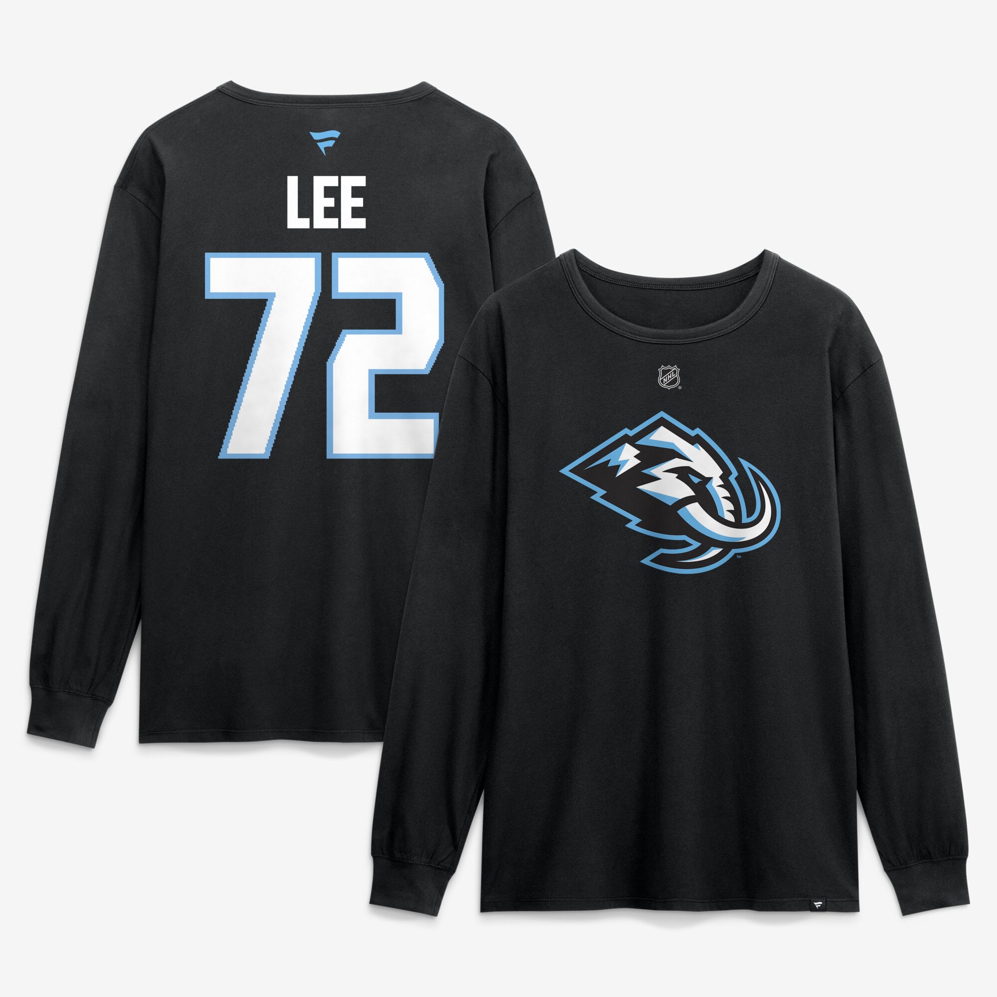 T-shirt à manches longues Fanatics Anders Lee Black Utah Mammoth Authentic Stack avec nom et numéro pour homme
