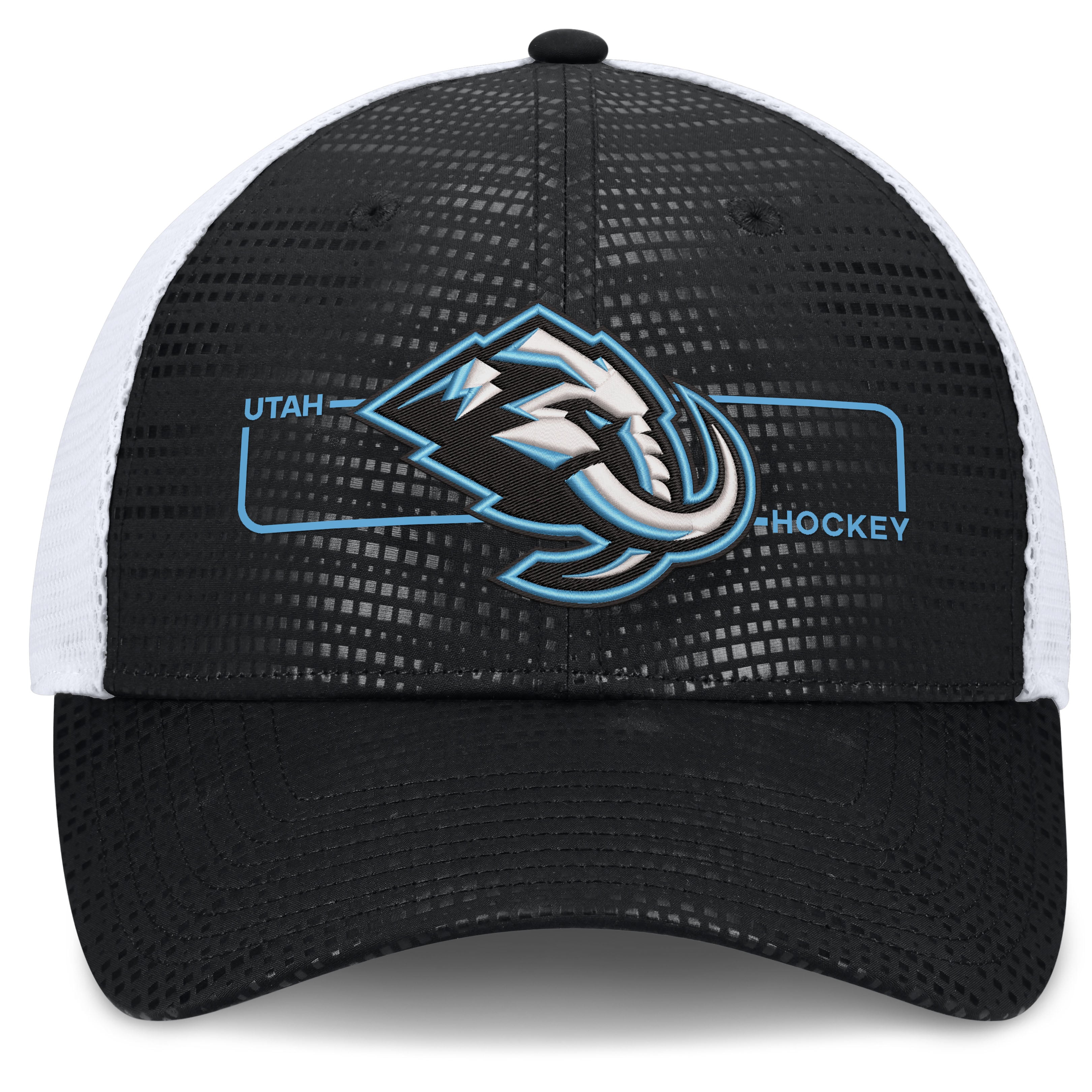Men's Fanatics Black Utah Mammoth Authentic Pro Rink Boxed Logo Trucker Hat