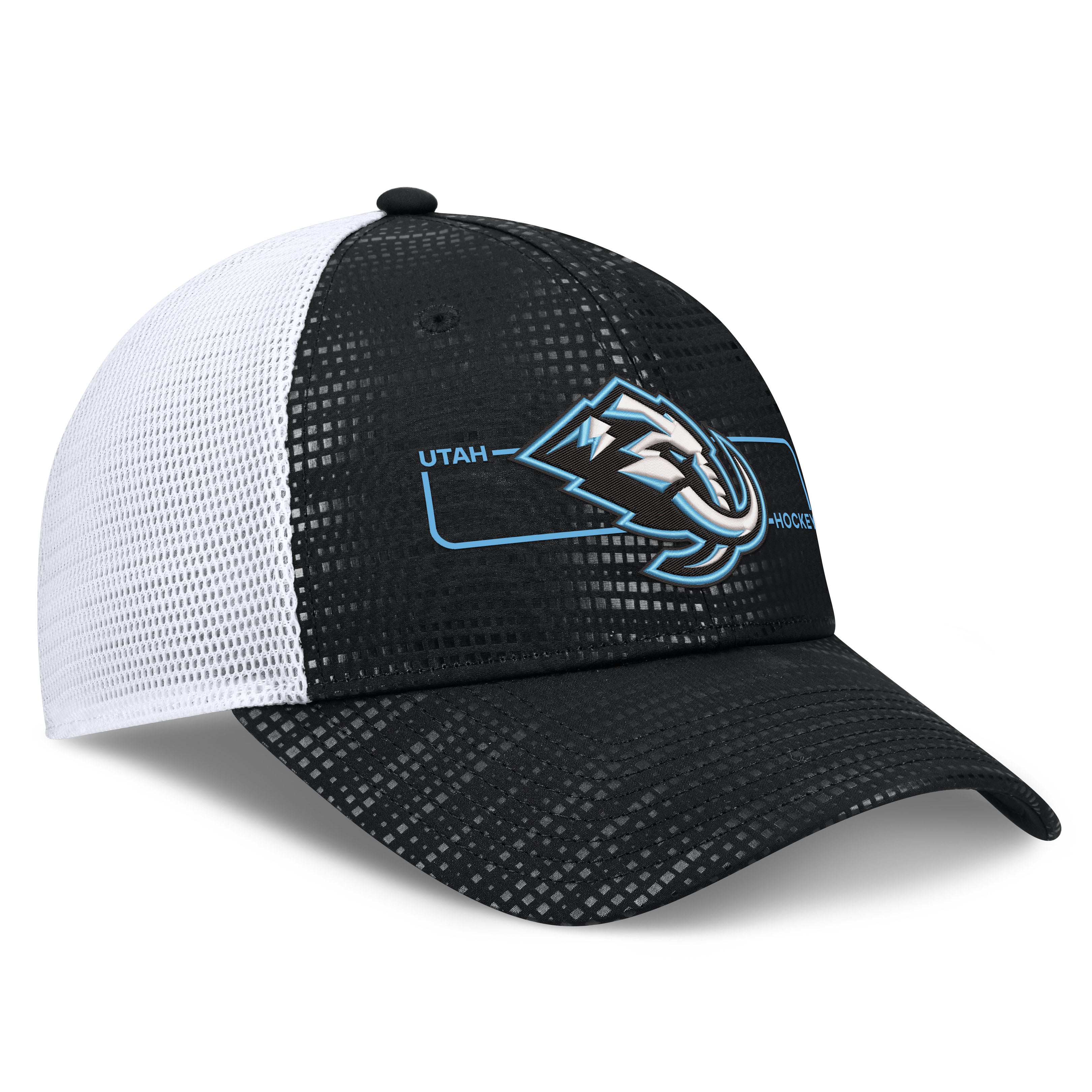 Men's Fanatics Black Utah Mammoth Authentic Pro Rink Boxed Logo Trucker Hat