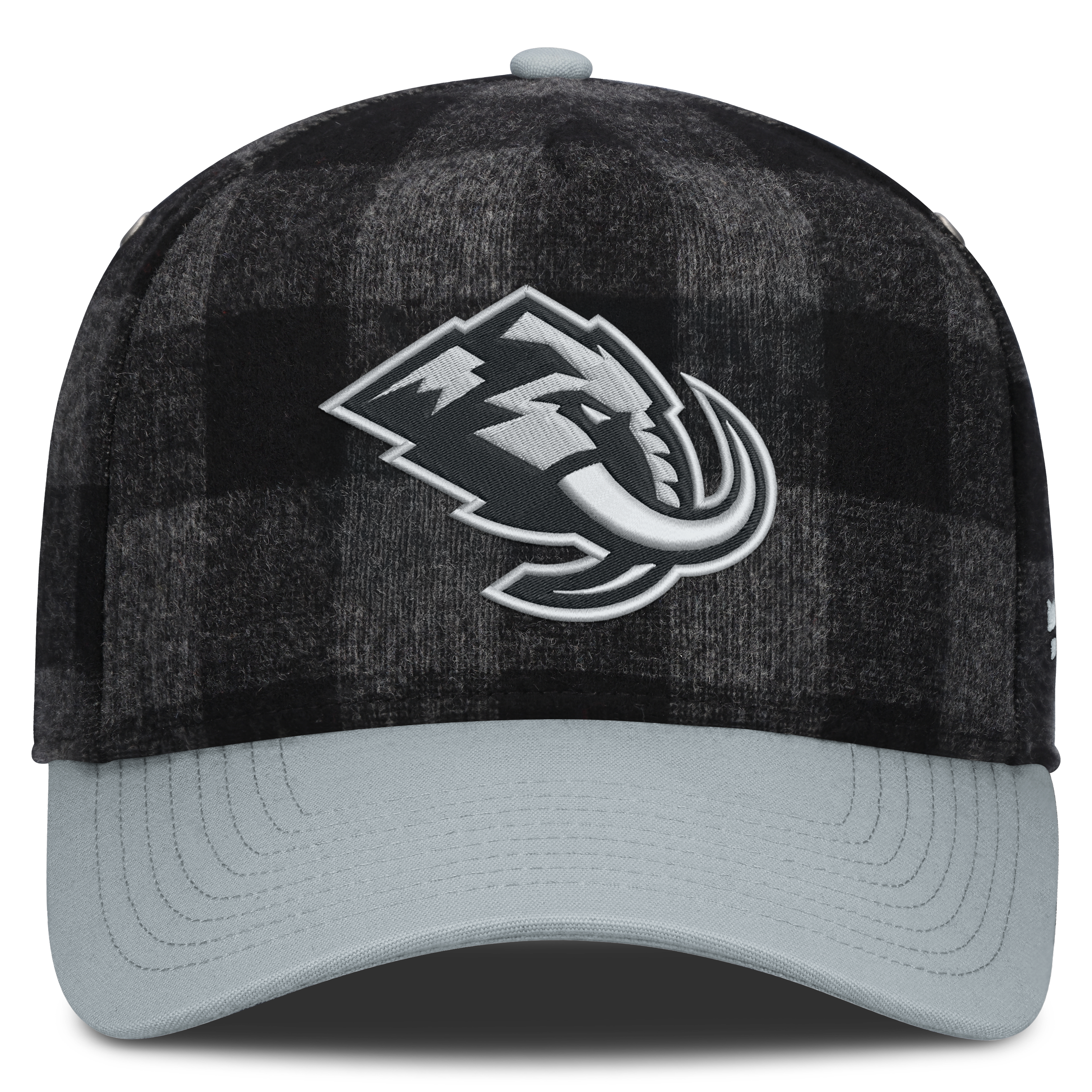 Men's Fanatics Black/Gray Utah Mammoth Huntsman Plaid A-Frame Adjustable Hat
