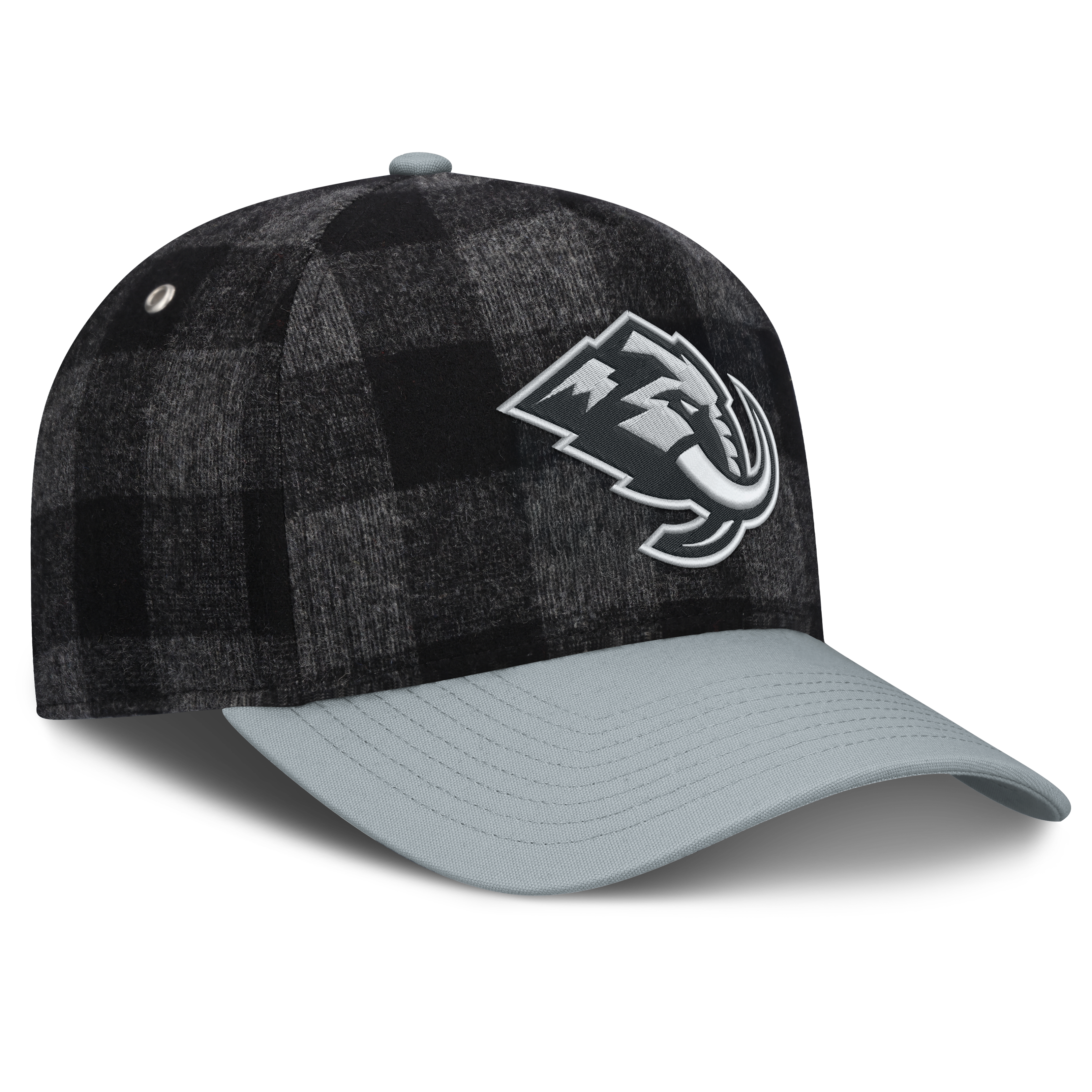 Men's Fanatics Black/Gray Utah Mammoth Huntsman Plaid A-Frame Adjustable Hat