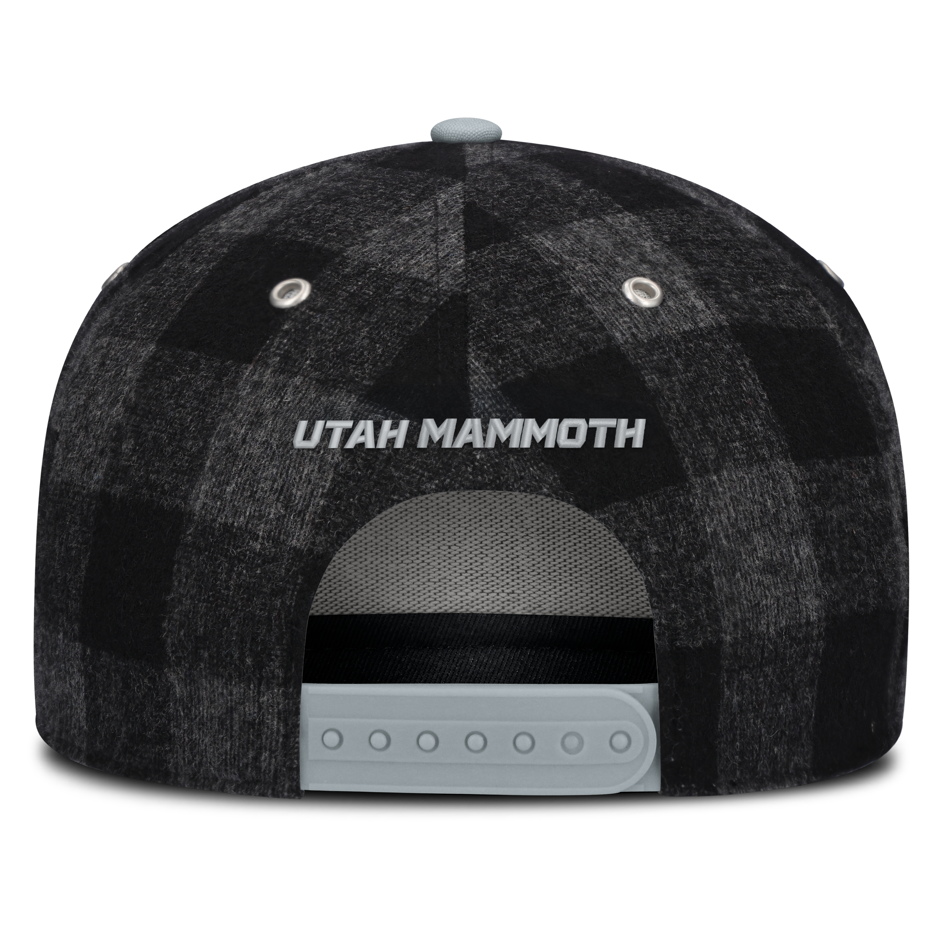 Men's Fanatics Black/Gray Utah Mammoth Huntsman Plaid A-Frame Adjustable Hat