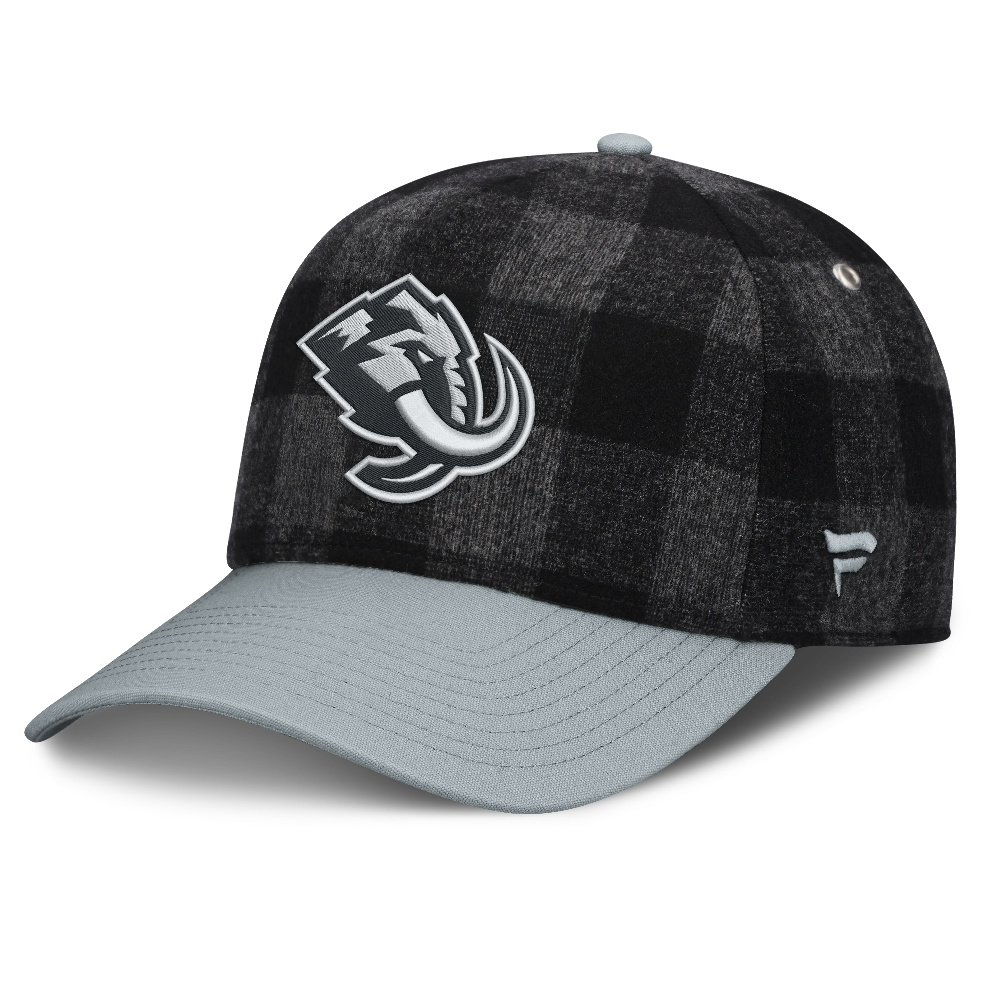 Men's Fanatics Black/Gray Utah Mammoth Huntsman Plaid A-Frame Adjustable Hat