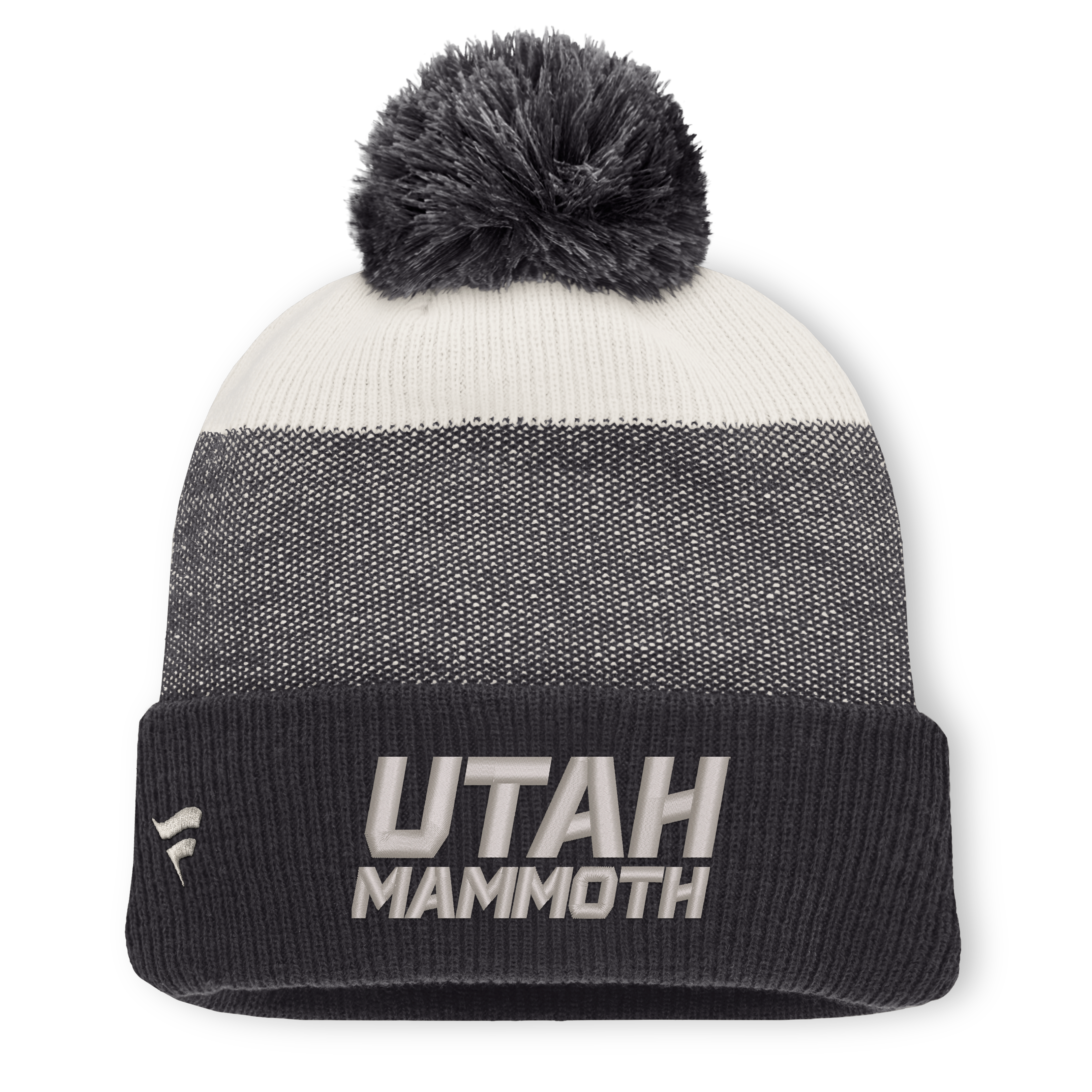 Bonnet à revers monochrome Utah Mammoth noir/beige clair avec pompon