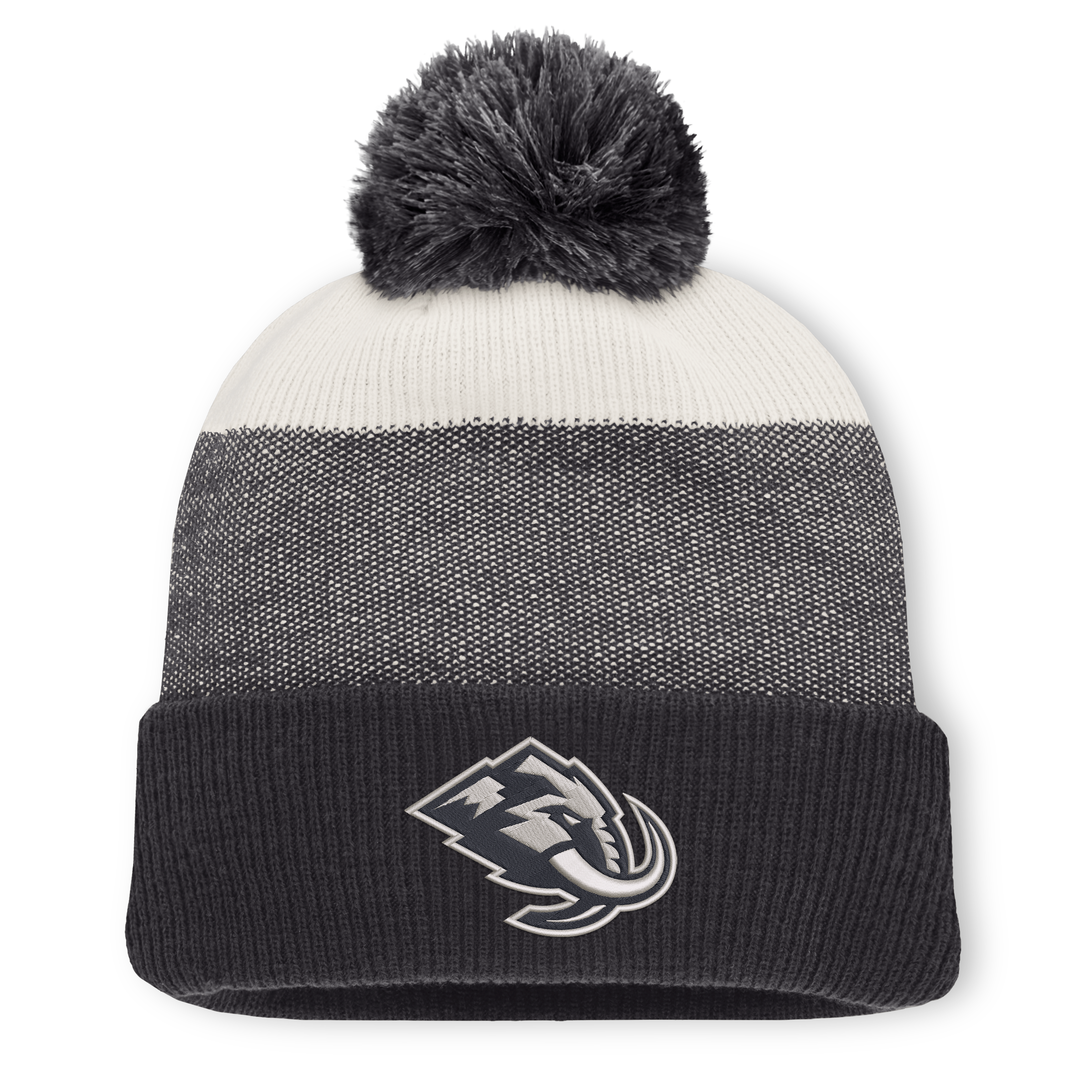 Men's Fanatics Black/Light Beige Utah Mammoth Monochrome Cuffed Knit Hat with Pom