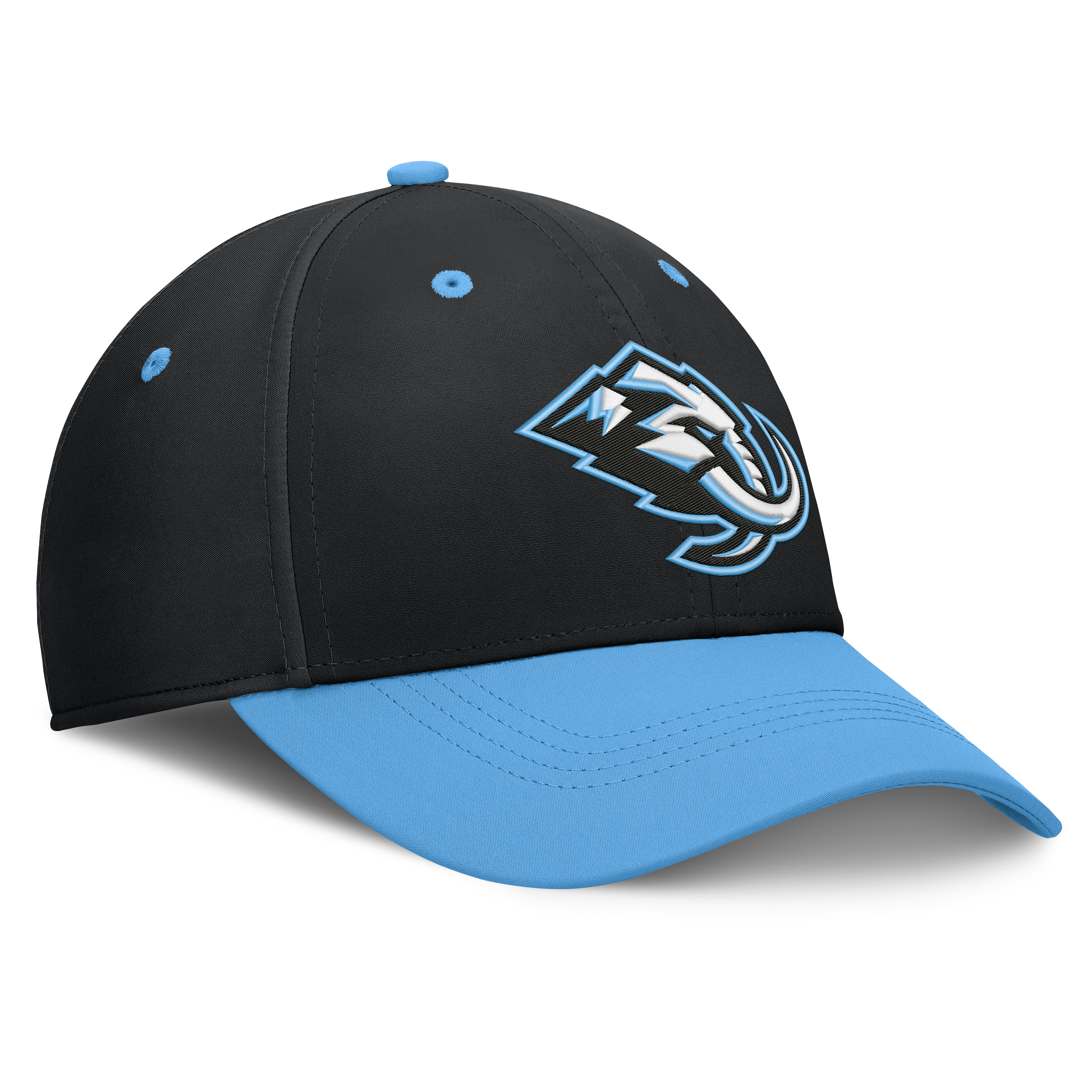 Casquette extensible authentique Utah Mammoth Pro Rink pour homme, noire et bleu clair (Fanatics)