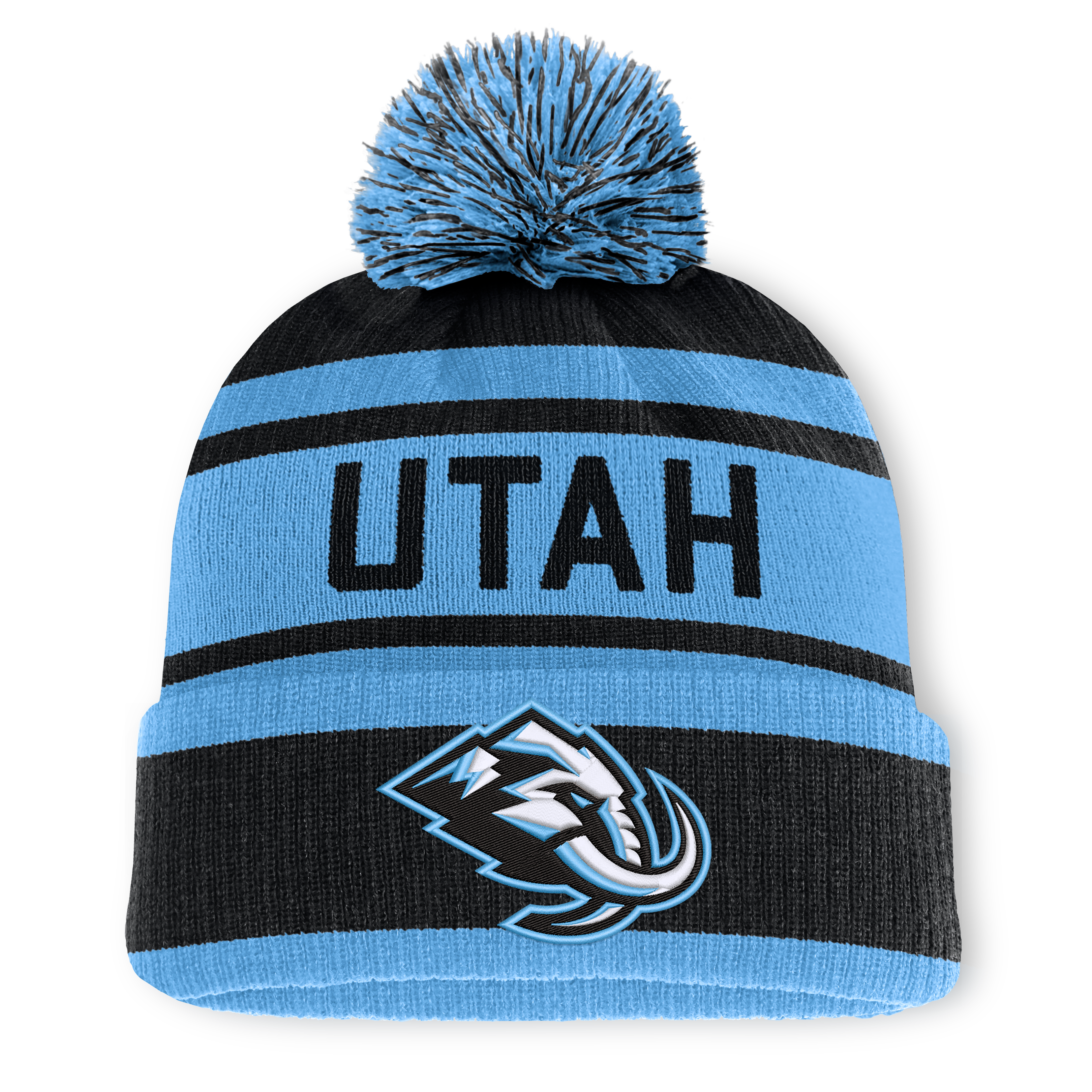 Bonnet à revers Fanatics noir/bleu clair Utah Mammoth Fundamental pour homme avec pompon