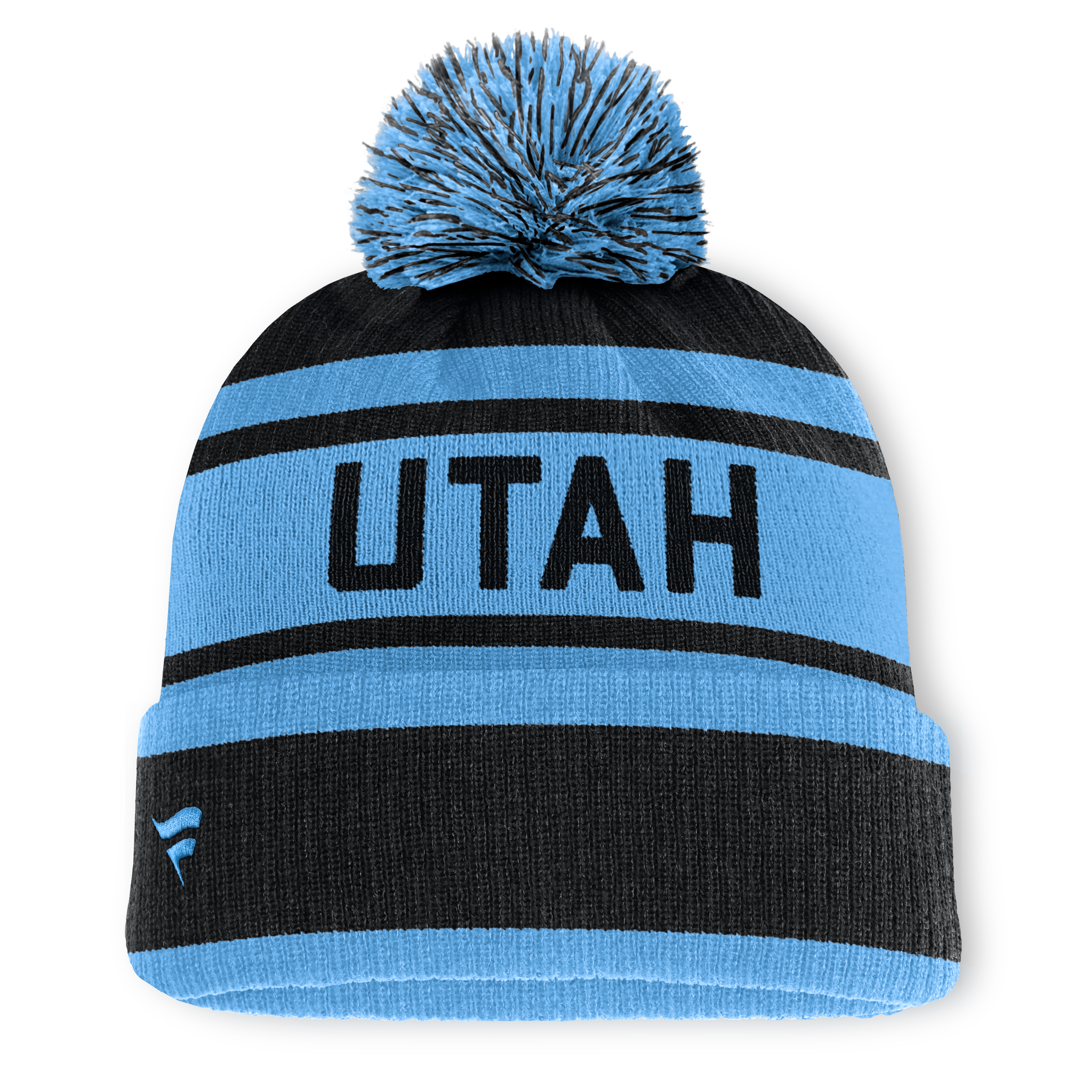 Bonnet à revers Fanatics noir/bleu clair Utah Mammoth Fundamental pour homme avec pompon