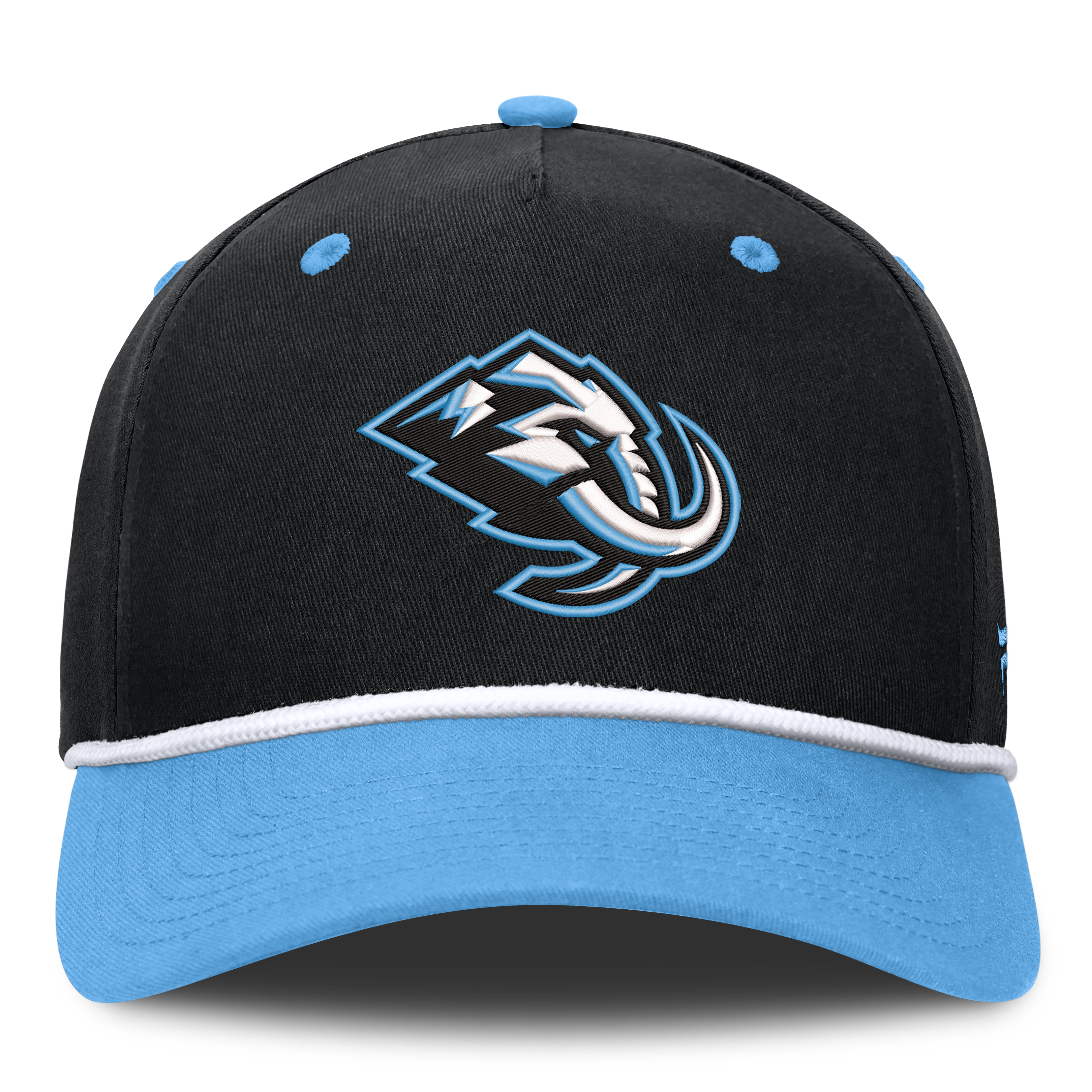 Men's Fanatics Black/Light Blue Utah Mammoth Fundamental Power Play A-Frame Adjustable Hat