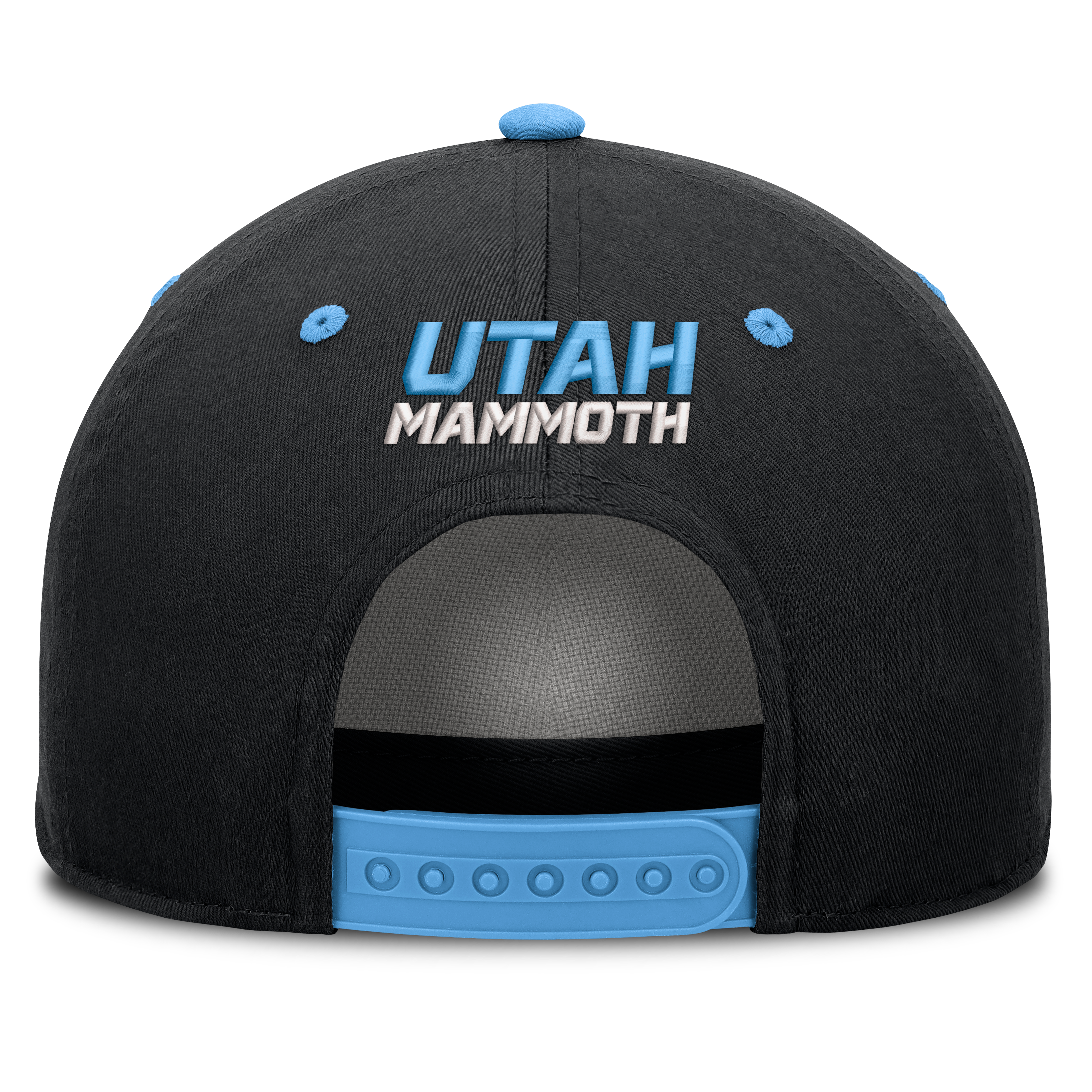 Men's Fanatics Black/Light Blue Utah Mammoth Fundamental Power Play A-Frame Adjustable Hat