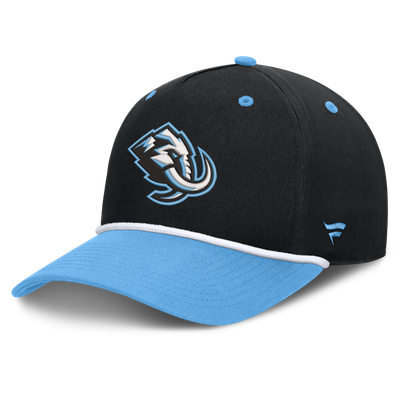 Men's Utah Mammoth Fanatics Black/Light Blue Fundamental Power Play A-Frame Adjustable Hat