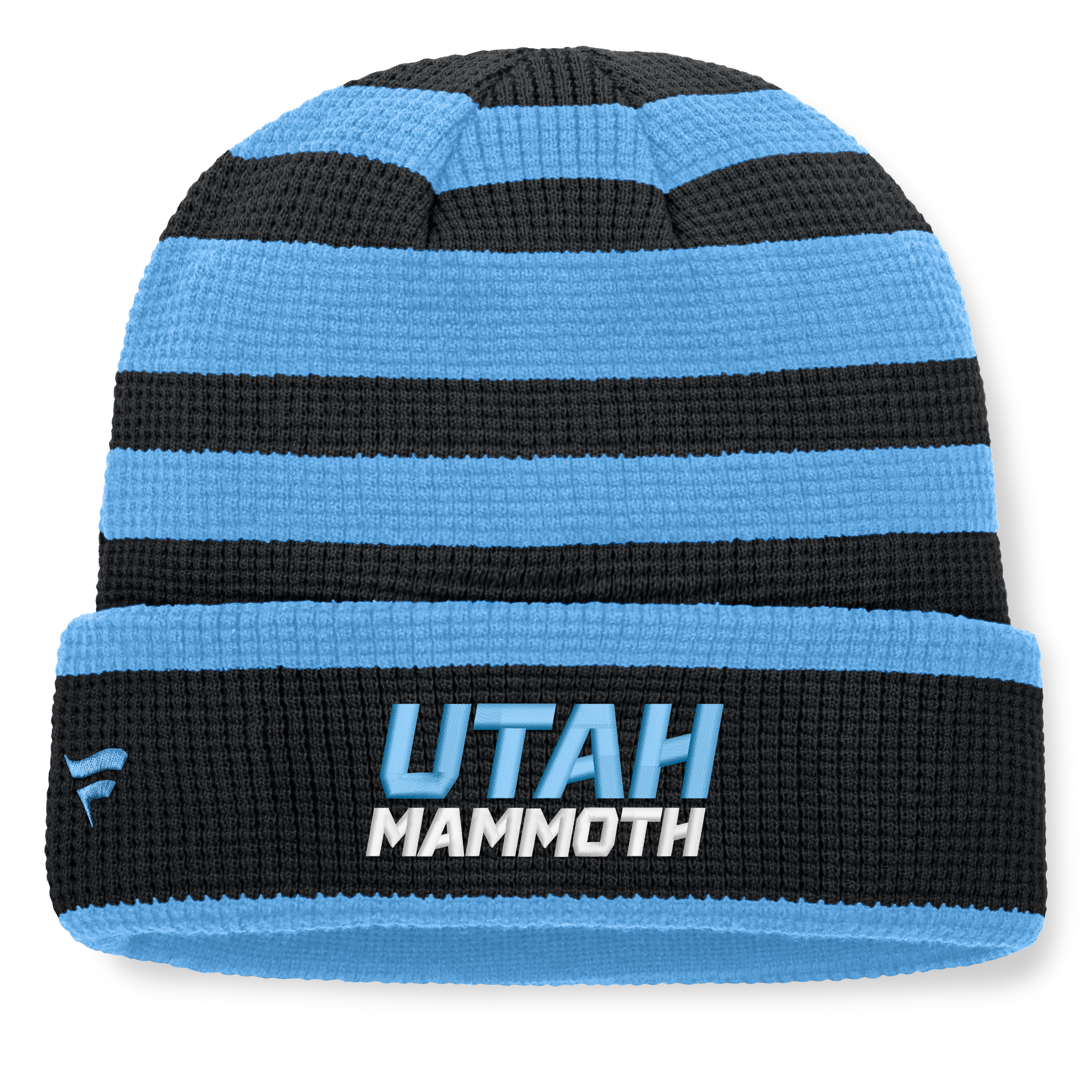 Bonnet tricoté à revers Fanatics noir/bleu clair Utah Mammoth Fundamental Steady pour homme