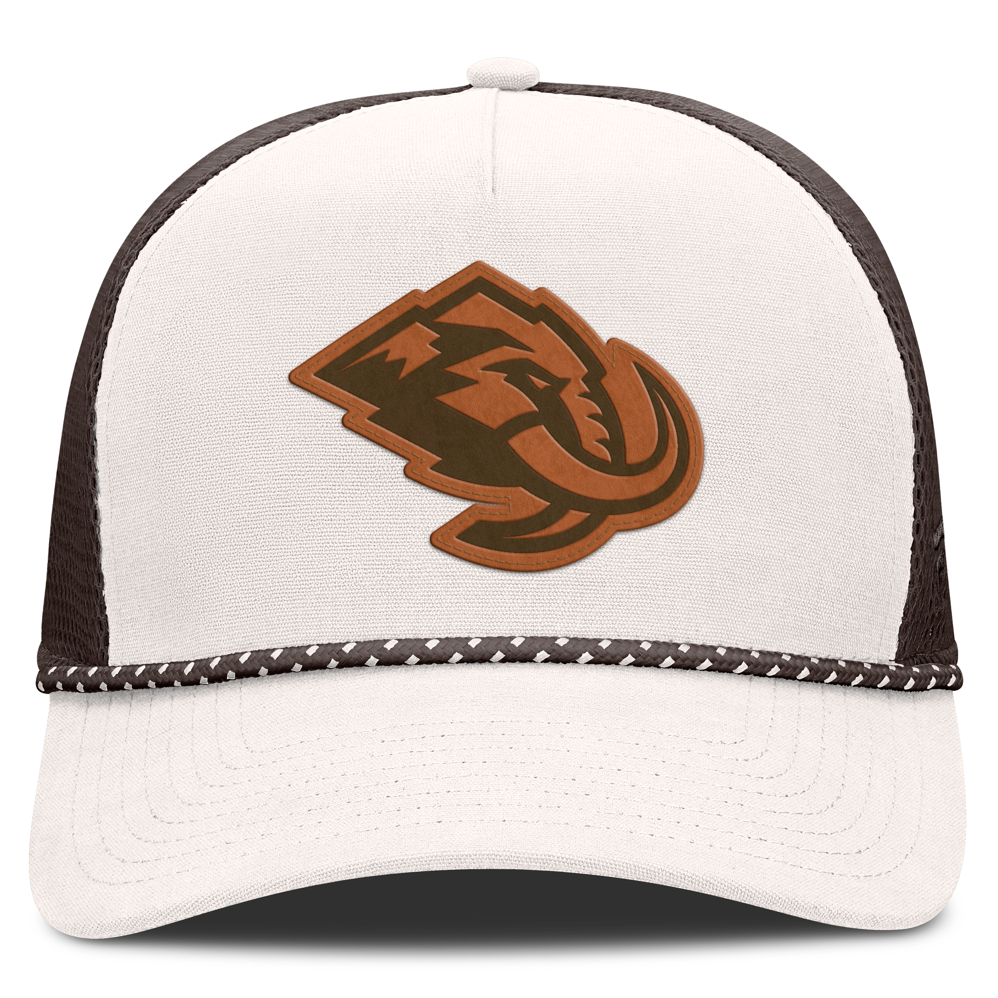 Casquette trucker ajustable Fanatics crème/marron Utah Mammoth Level Up Bronco Rope A-Frame pour homme