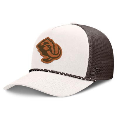 Utah Mammoth Fanatics Level Up Bronco Rope A-Frame Trucker Adjustable Hat - Cream/Brown