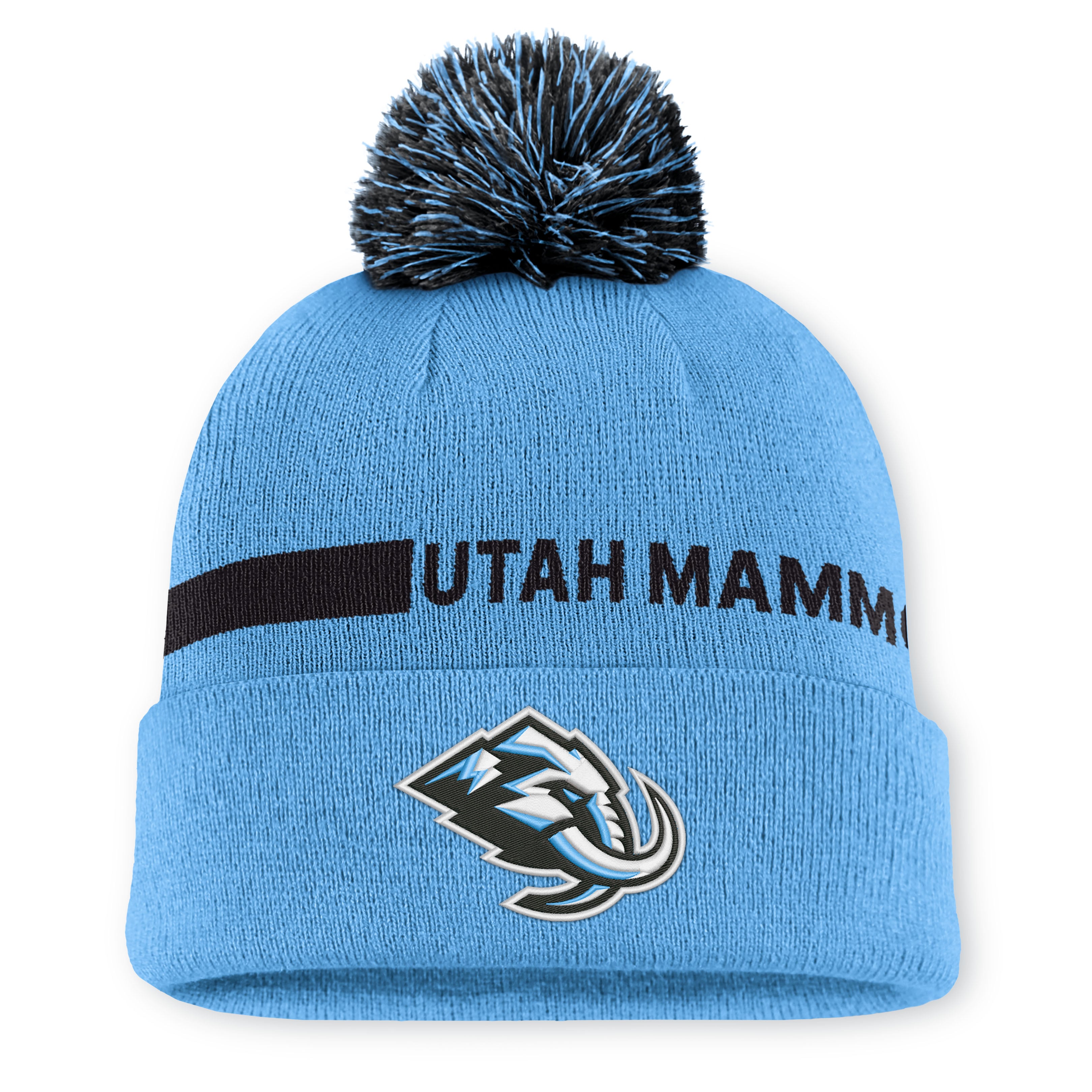 Bonnet à revers Fanatics bleu clair Utah Mammoth Authentic Pro Rink pour homme avec pompon
