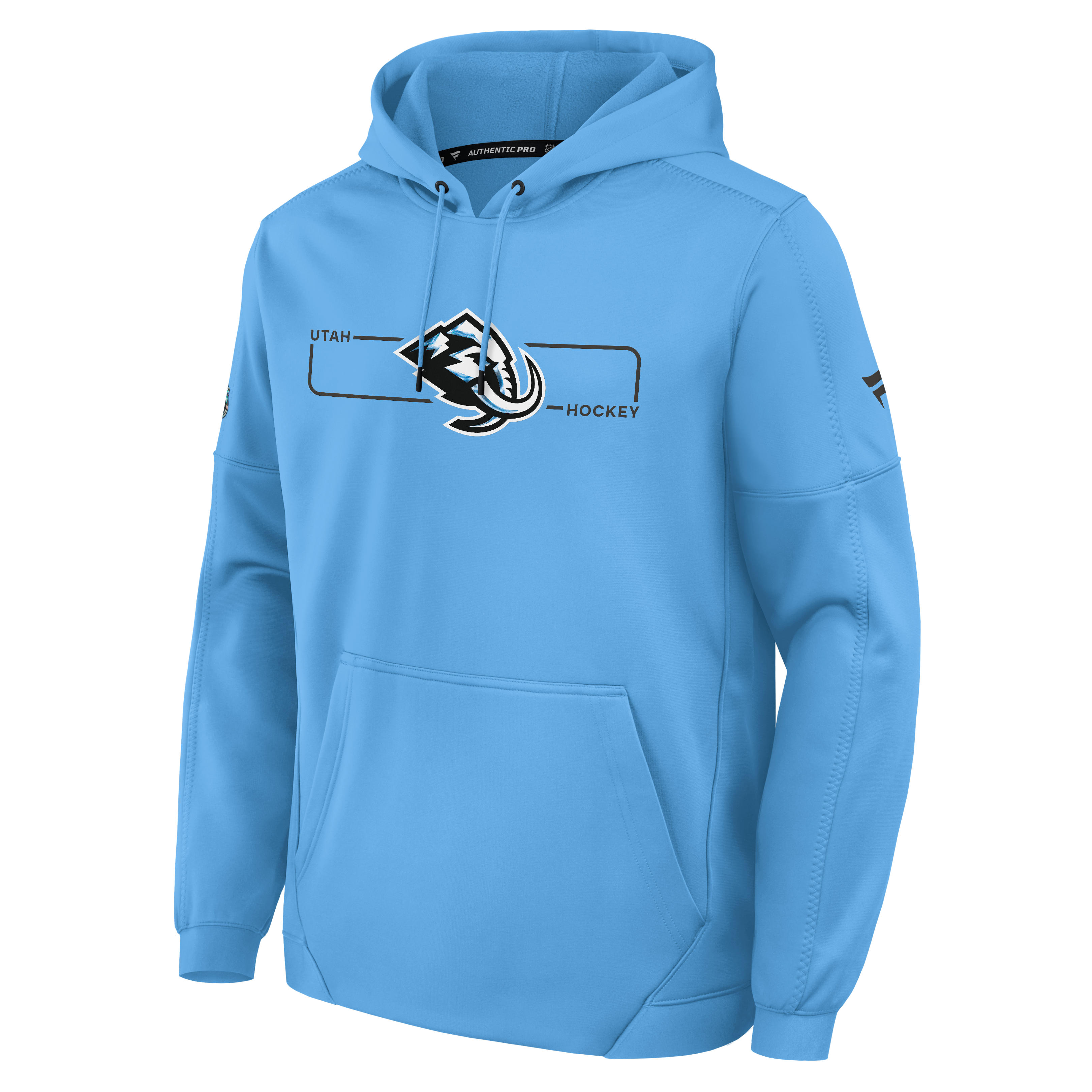 Men's Fanatics Light Blue Utah Mammoth Authentic Pro Rink Fleece Pullover Hoodie