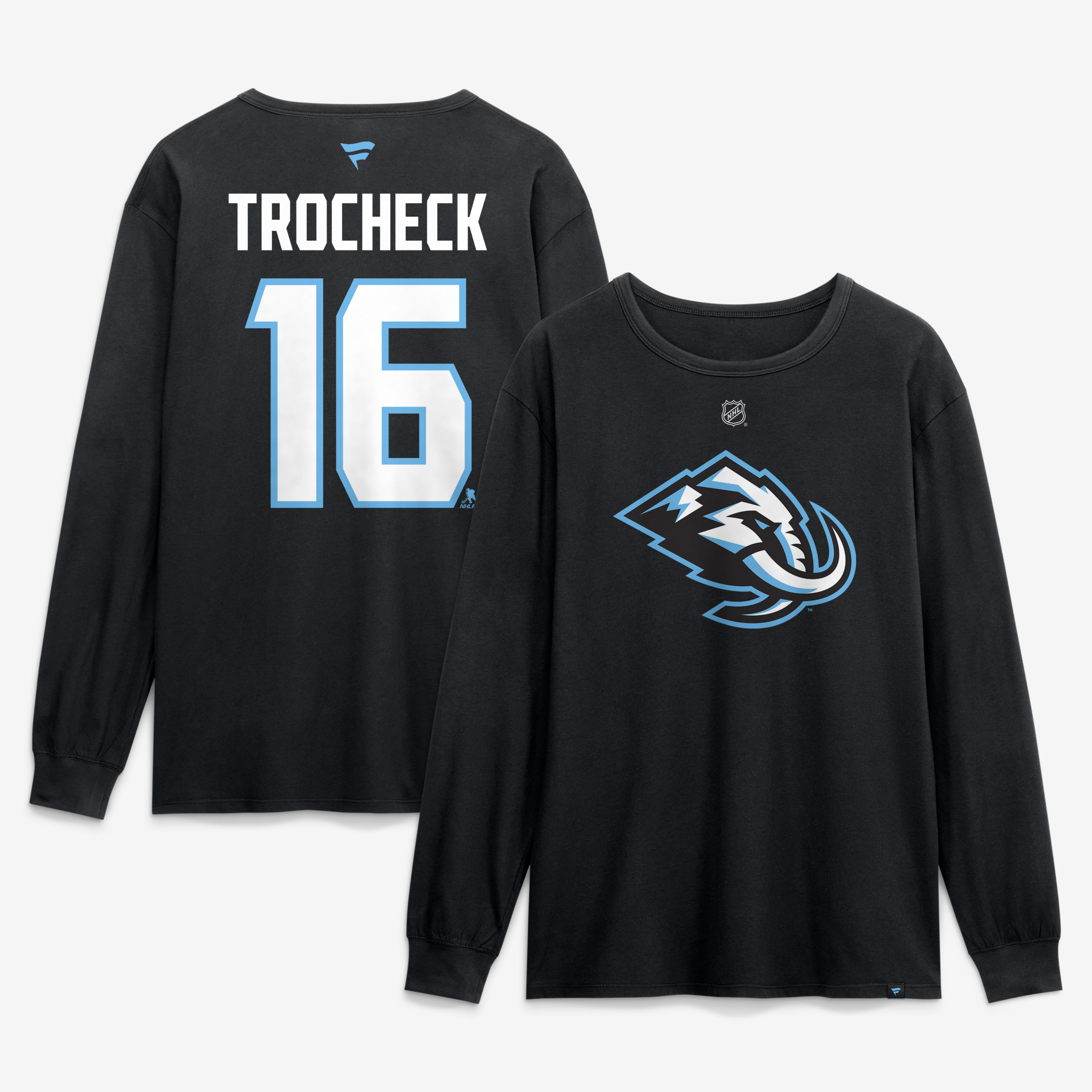 T-shirt à manches longues Fanatics Vincent Trocheck noir Utah Mammoth Authentic Stack avec nom et numéro pour homme