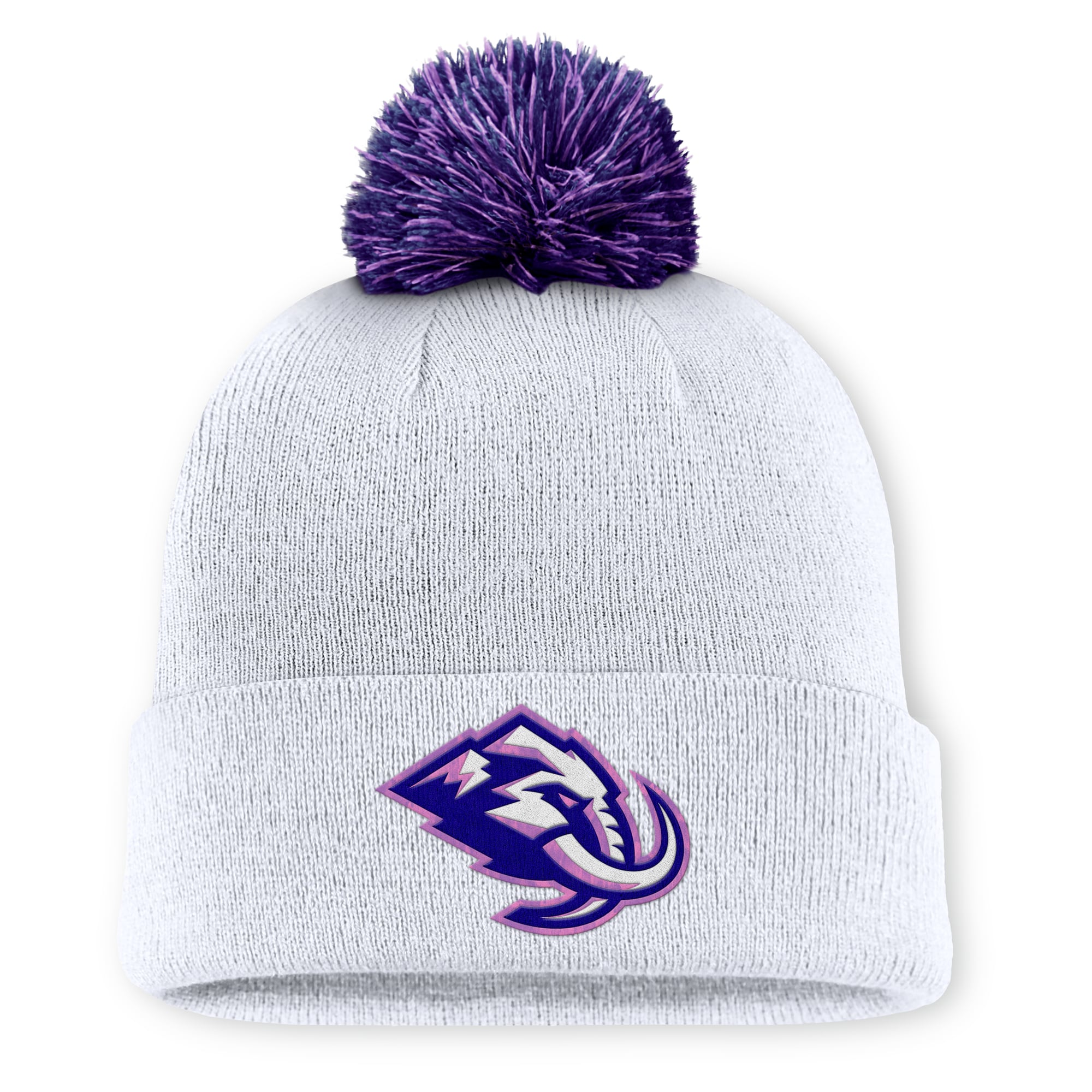 Men's Fanatics White Utah Mammoth Authentic Pro Hockey Fights Cancer Cuffed Knit Hat with Pom