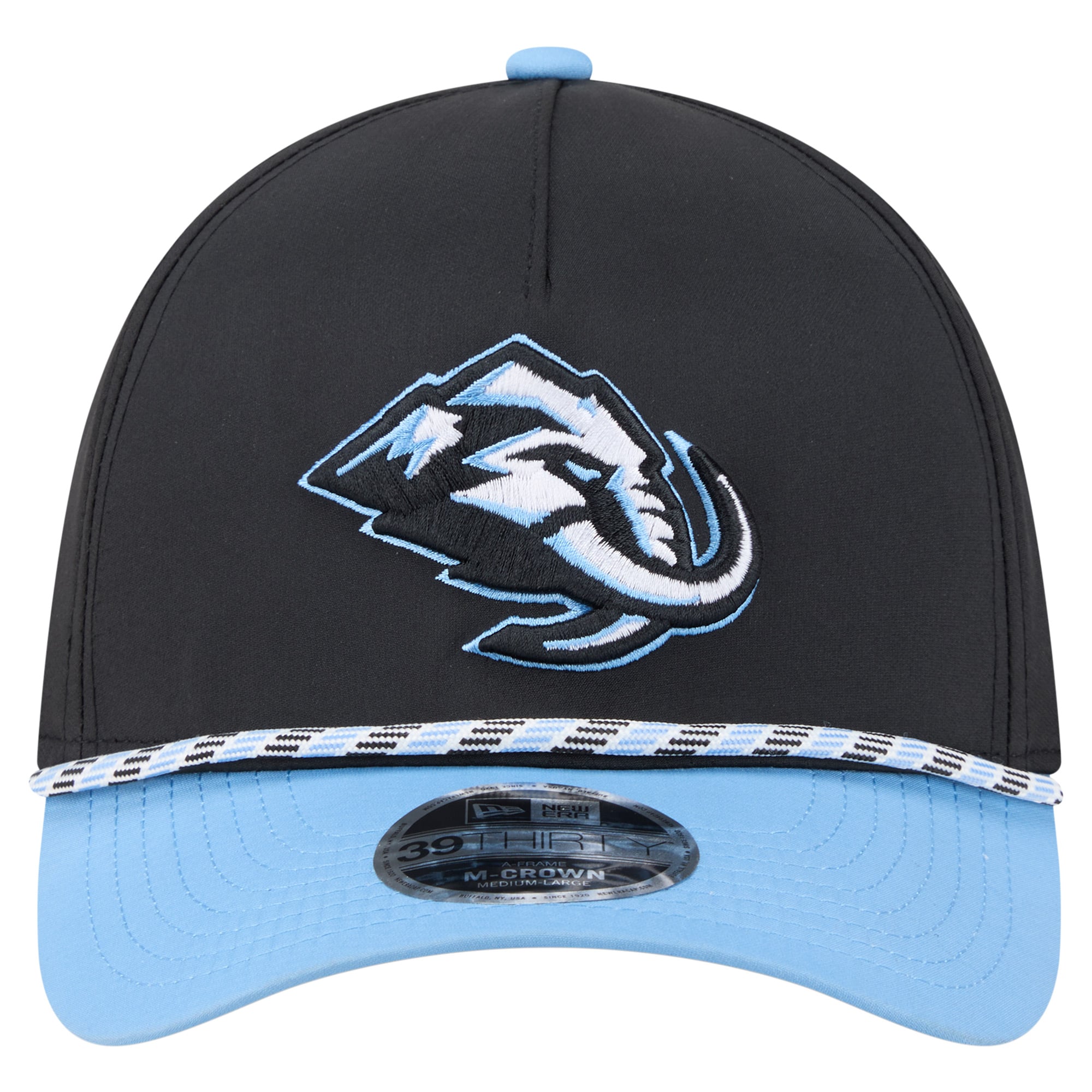 Men's New Era Black/Light Blue Utah Mammoth 2-Tone Featherweight 39THIRTY A-Frame M-Crown Flex Hat