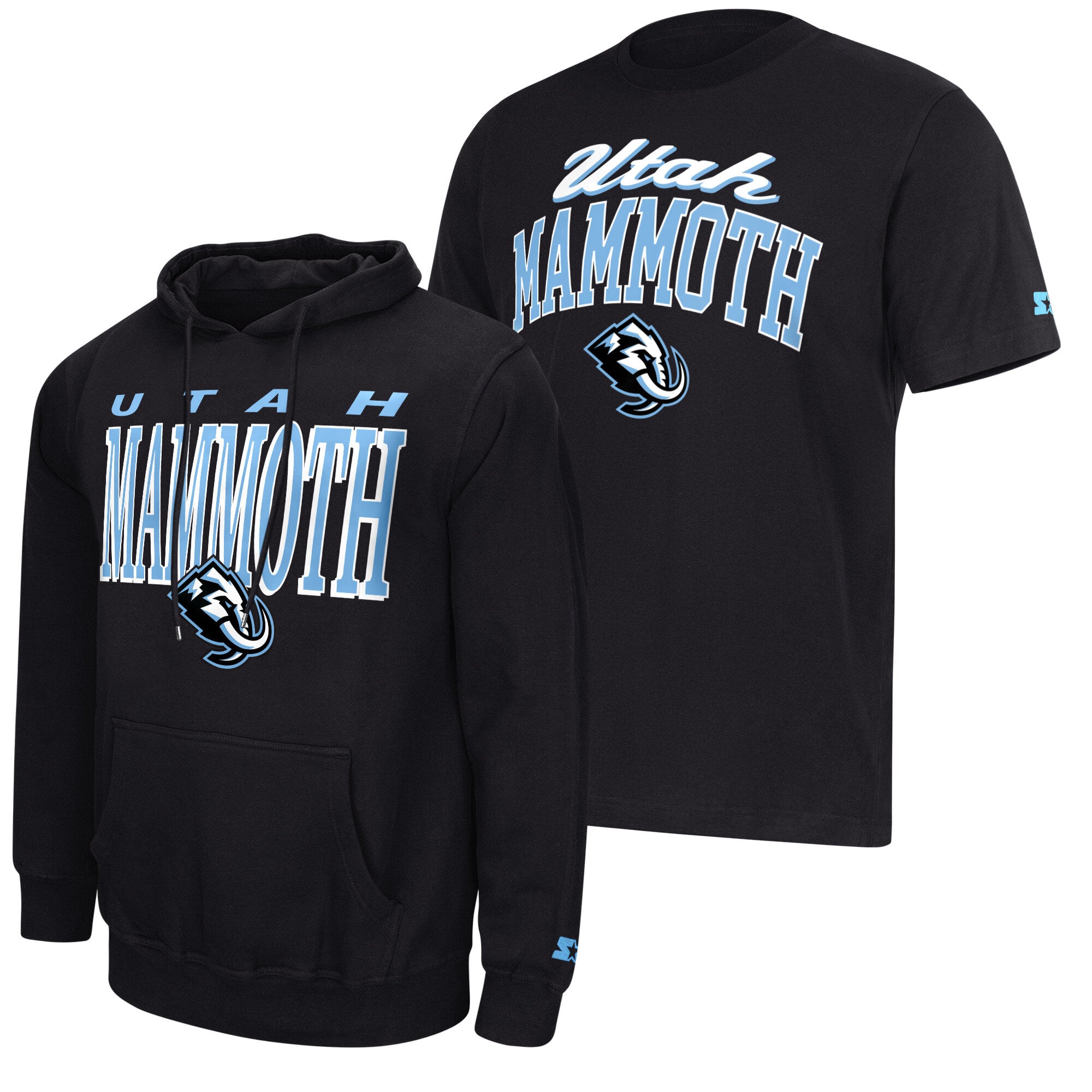 Pack t-shirt et sweat à capuche Starter noir pour homme avec logo Utah Mammoth
