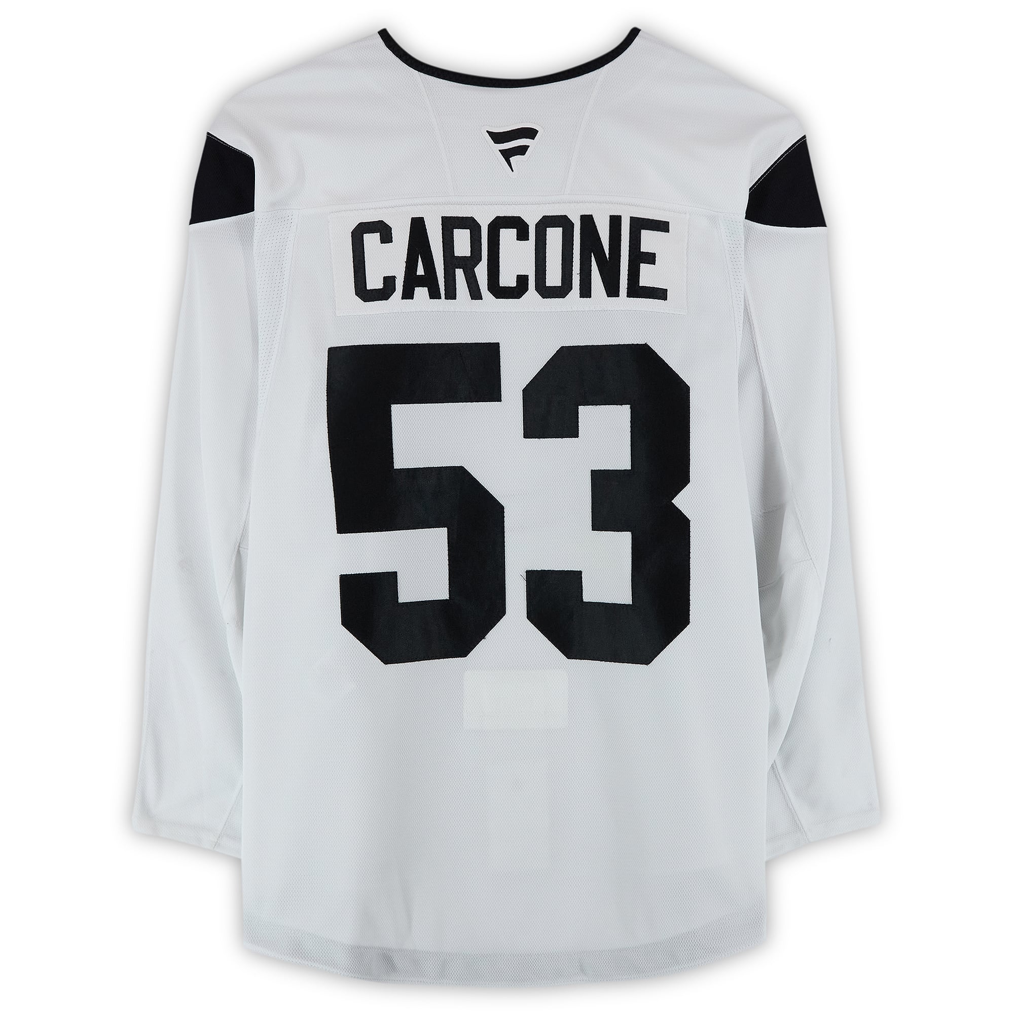 Maillot authentique blanc professionnel porté à l'entraînement par Michael Carcone, numéro 53, du Utah Hockey Club, saison 2024-2025 de la LNH