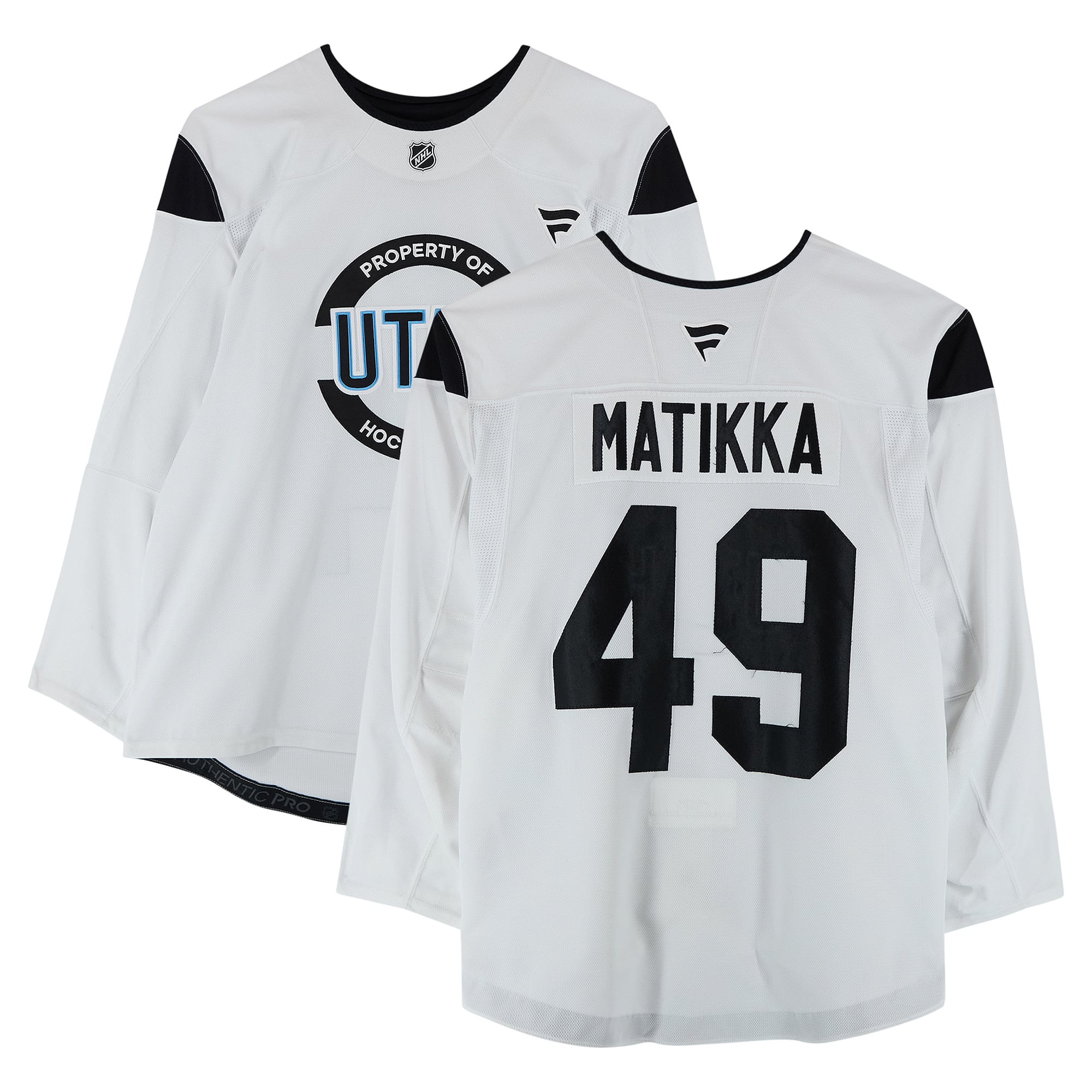 Miko Matikka Utah Hockey Club Practice-Used #49 White Jersey from the 2024-25 NHL Season