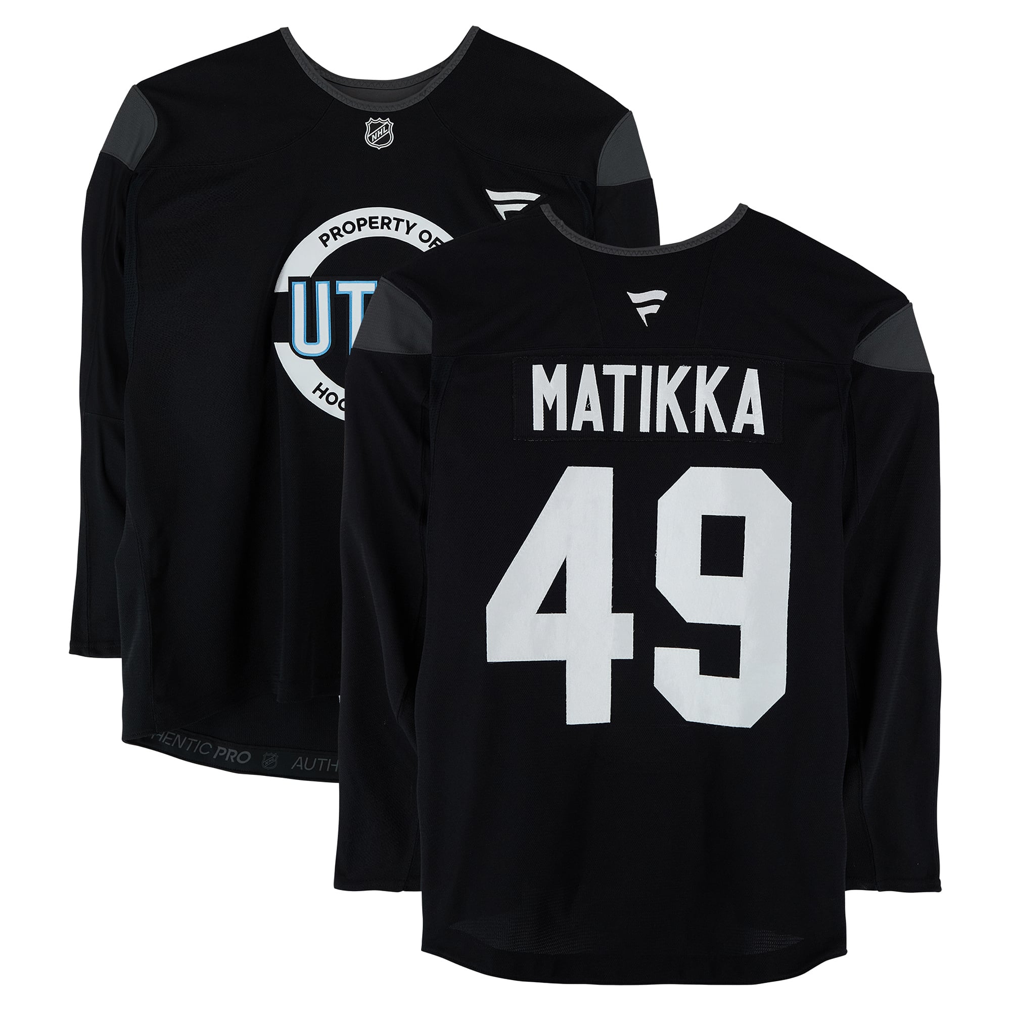 Miko Matikka Utah Mammoth Practice-Used #49 Black Jersey from the 2024-25 NHL Season