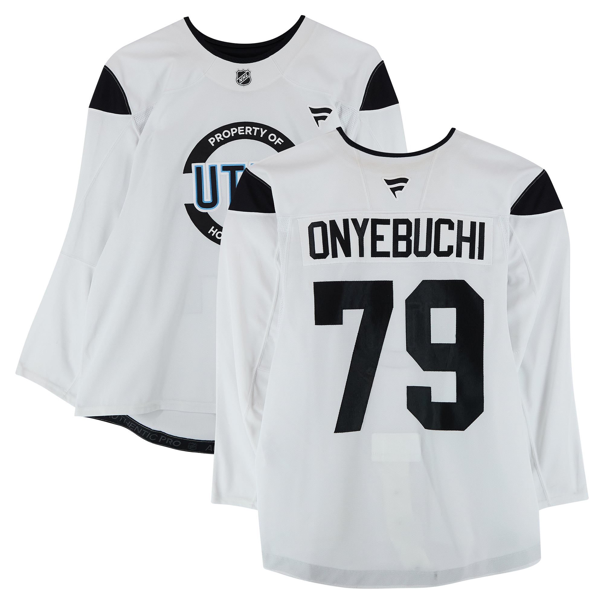 Montana Onyebuchi Utah Mammoth Practice-Used #79 White Jersey from the 2024-25 NHL Season