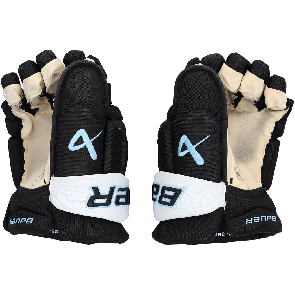 Nick DeSimone Utah Mammoth Fanatics Authentic Game-Used Black Bauer Gloves from the 2025-26 NHL Season - NF70443016-17