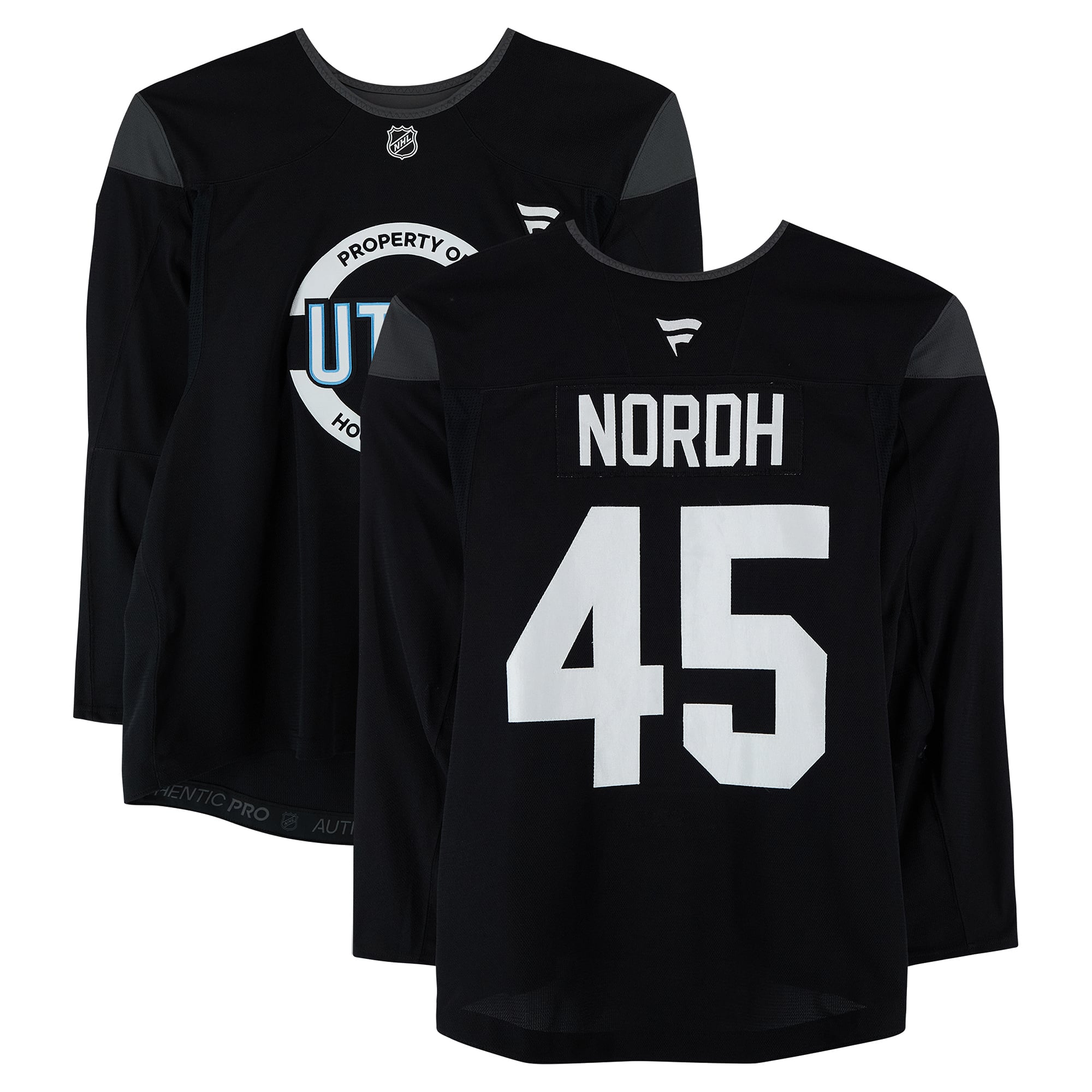 Maillot noir n° 45 porté à l'entraînement par Noel Nordh (Utah Mammoth) lors de la saison 2024-2025 de la LNH