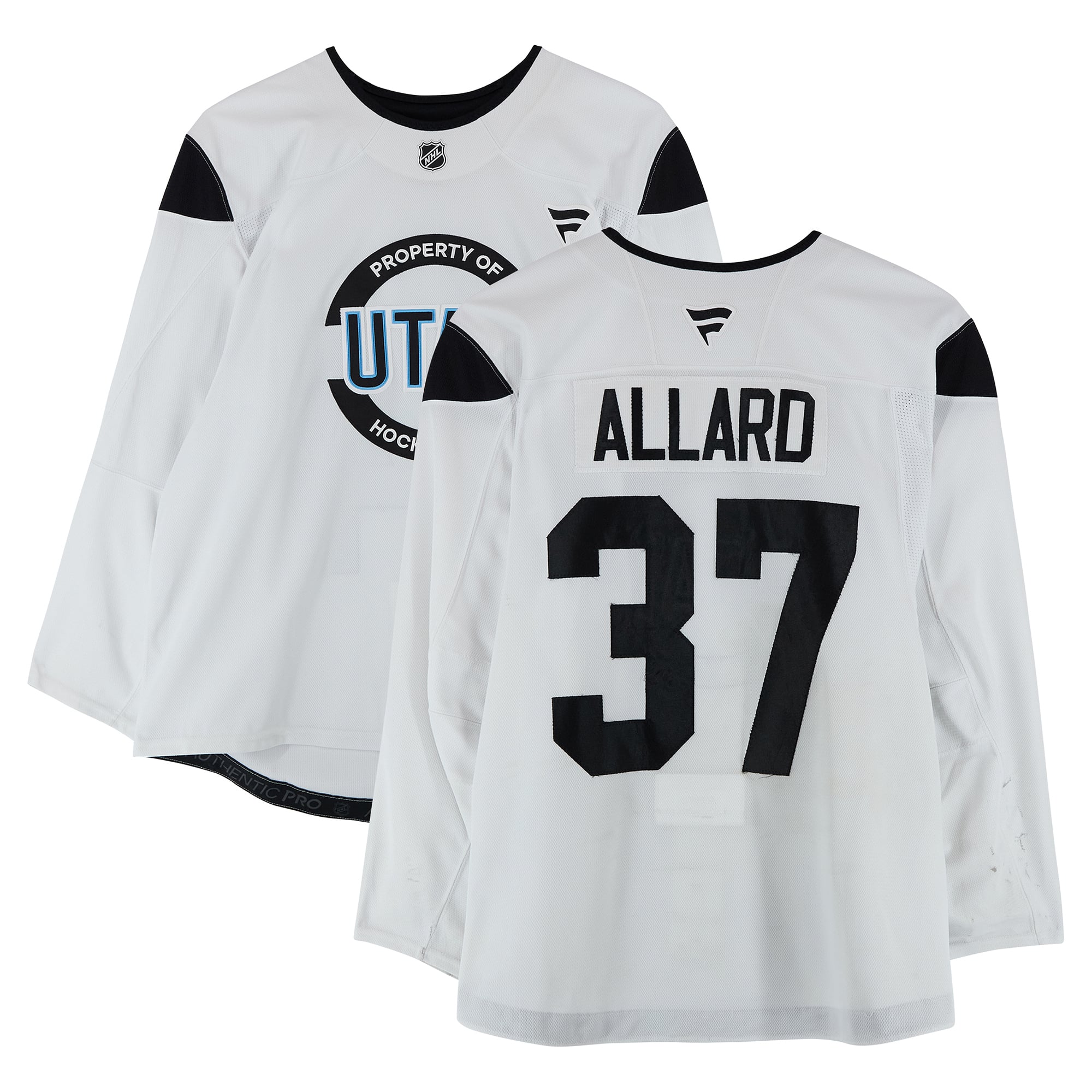 Owen Allard Utah Hockey Club Practice-Used #37 White Jersey from the 2024-25 NHL Season