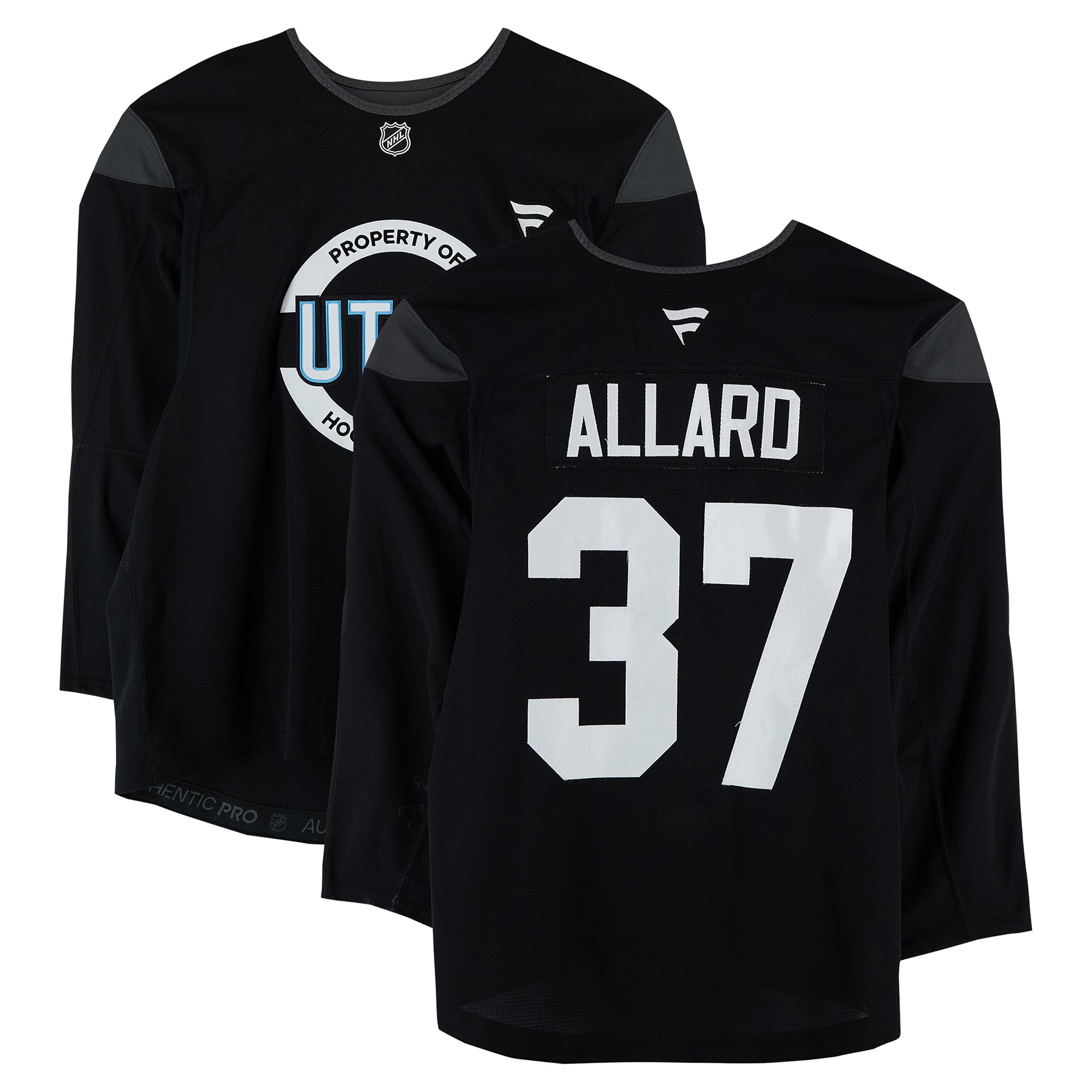 Maillot noir d'entraînement n° 37 d'Owen Allard (Utah Mammoth) lors de la saison 2024-2025 de la LNH