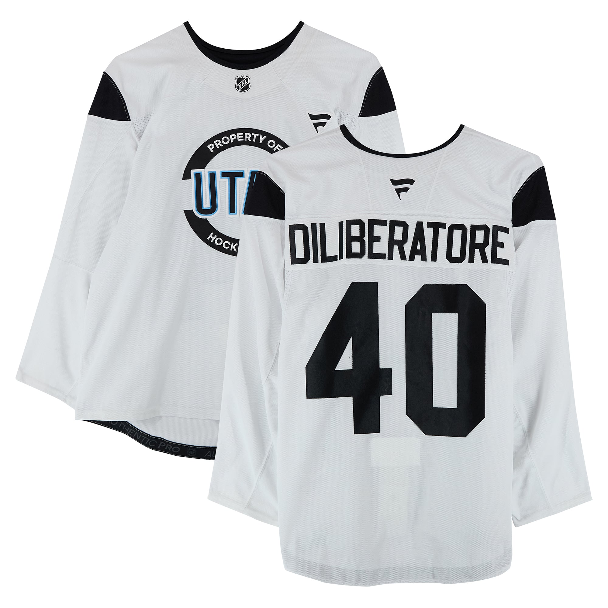 Peter DiLiberatore Utah Hockey Club Practice-Used #40 White Jersey from the 2024-25 NHL Season