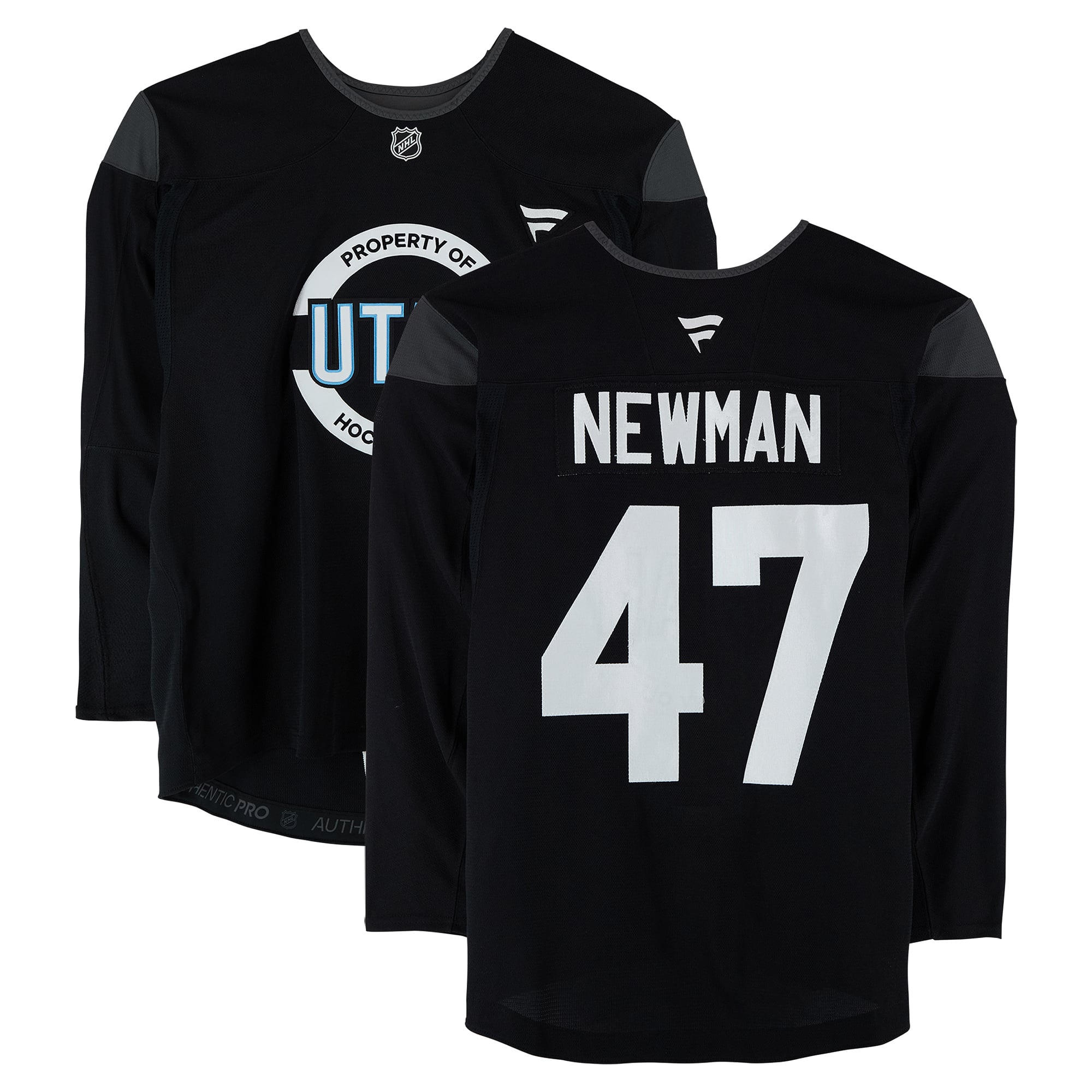 Reggie Newman Utah Mammoth Practice-Used #47 Black Jersey from the 2024-25 NHL Season