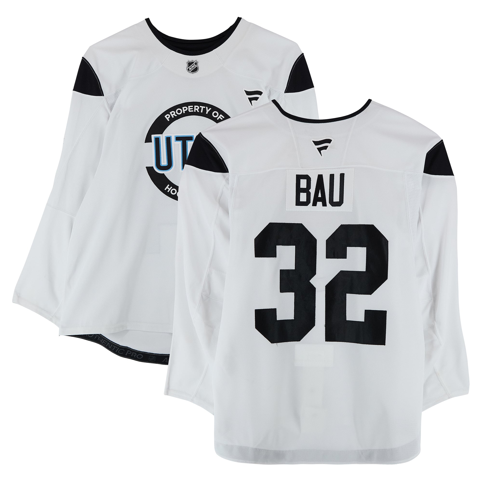 Samu Bau Utah Hockey Club Practice-Used #32 White Jersey from the 2024-25 NHL Season