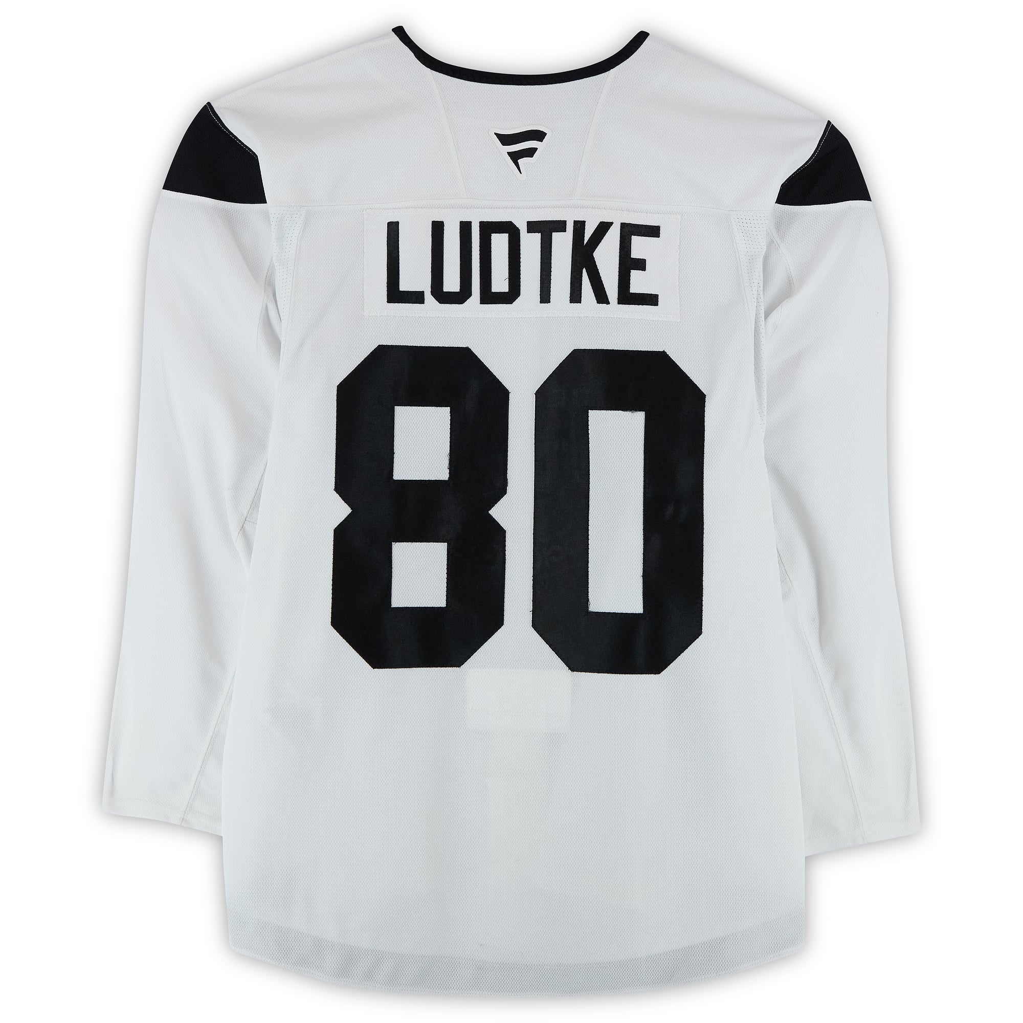Maillot blanc n° 80 porté à l'entraînement par Tanner Ludtke, des Utah Mammoths, lors de la saison 2024-2025 de la LNH.
