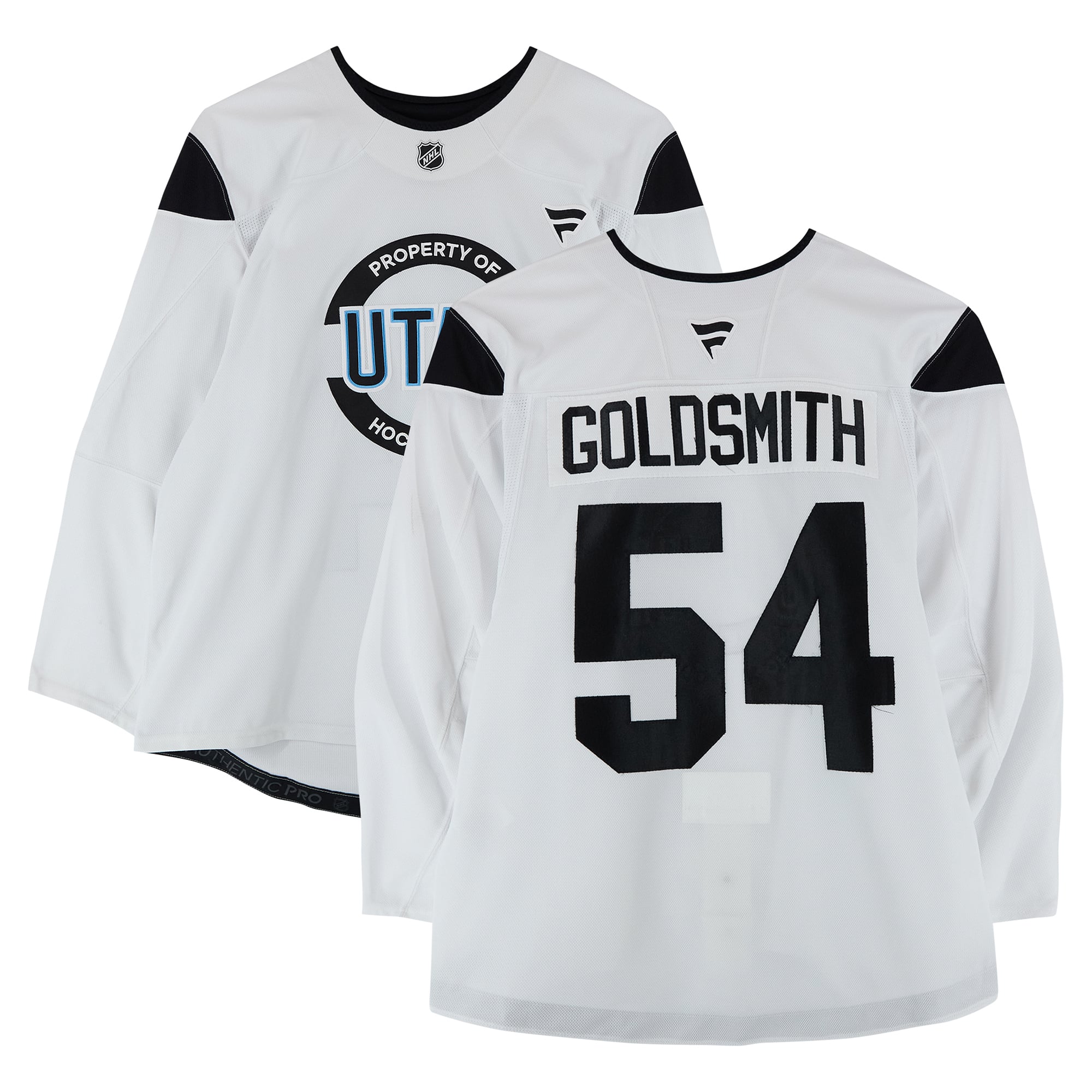 Terrell Goldsmith Utah Hockey Club Practice-Used #54 White Jersey from the 2024-25 NHL Season