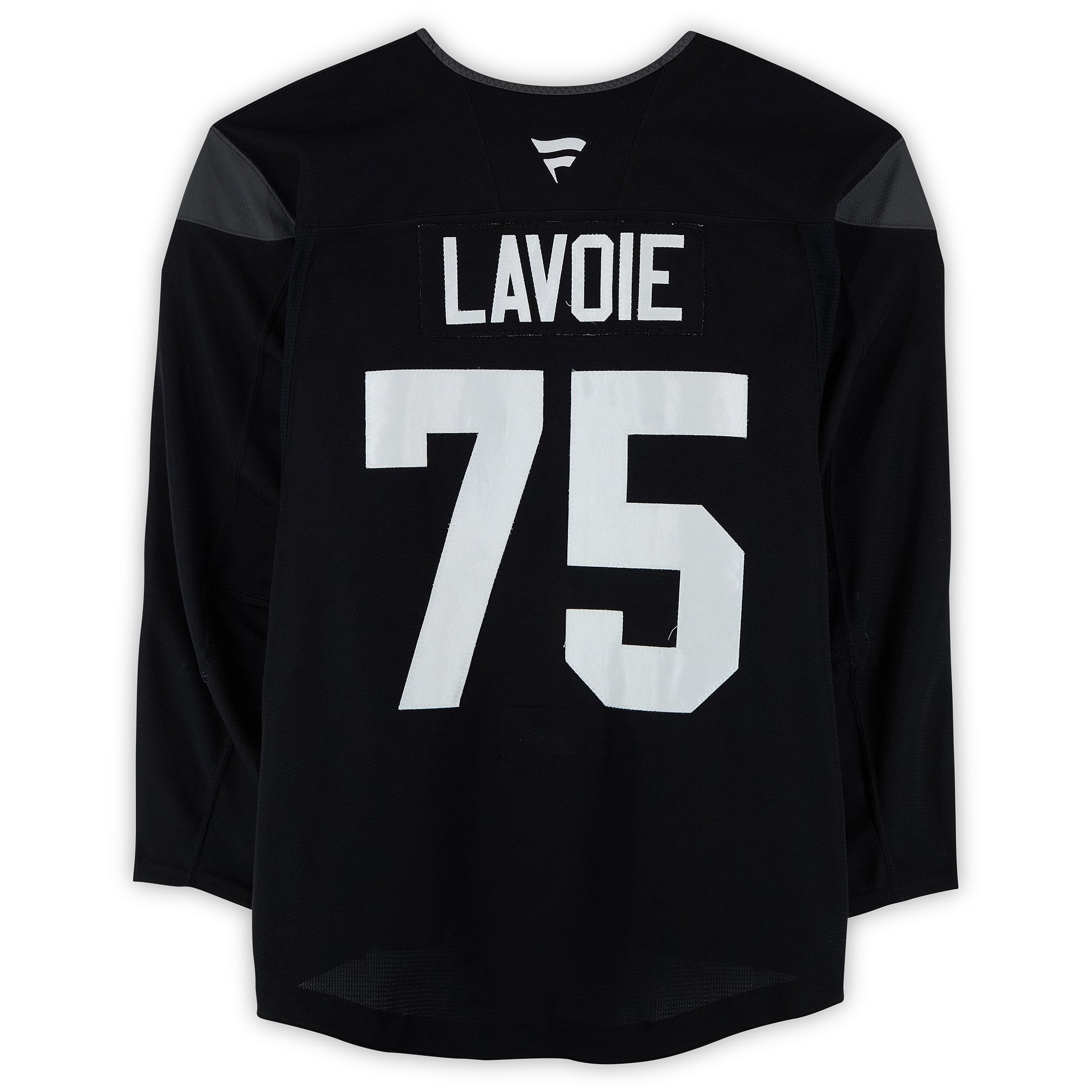 Maillot noir n° 75 porté par Tomas Lavoie à l'entraînement avec les Mammoths de l'Utah lors de la saison 2024-2025 de la LNH