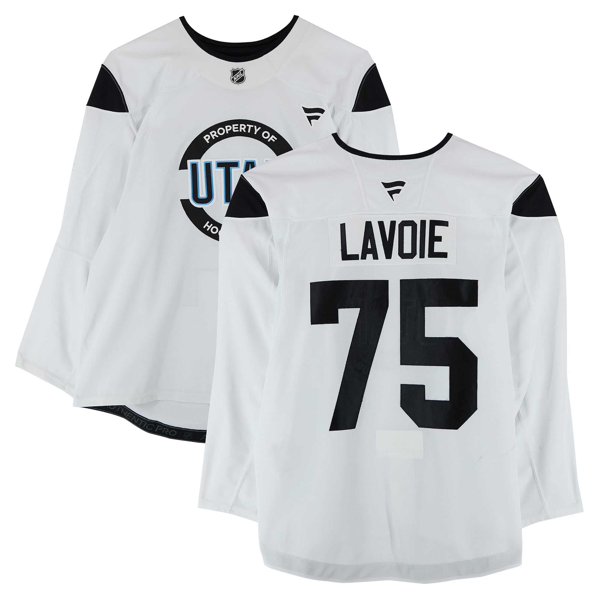 Tomas Lavoie Utah Mammoth Practice-Used #75 White Jersey from the 2024-25 NHL Season