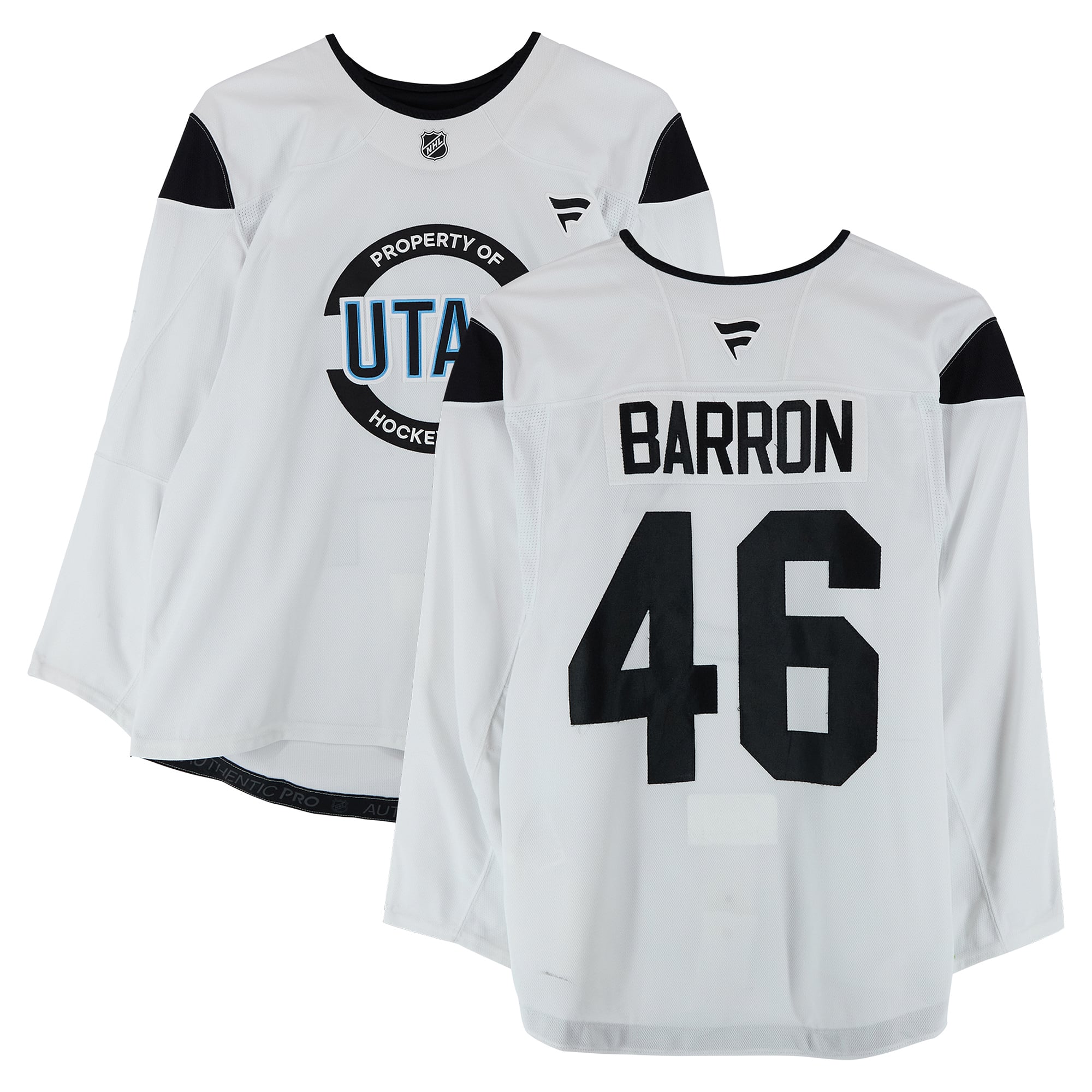 Travis Barron Utah Hockey Club Practice-Used #46 White Jersey from the 2024-25 NHL Season
