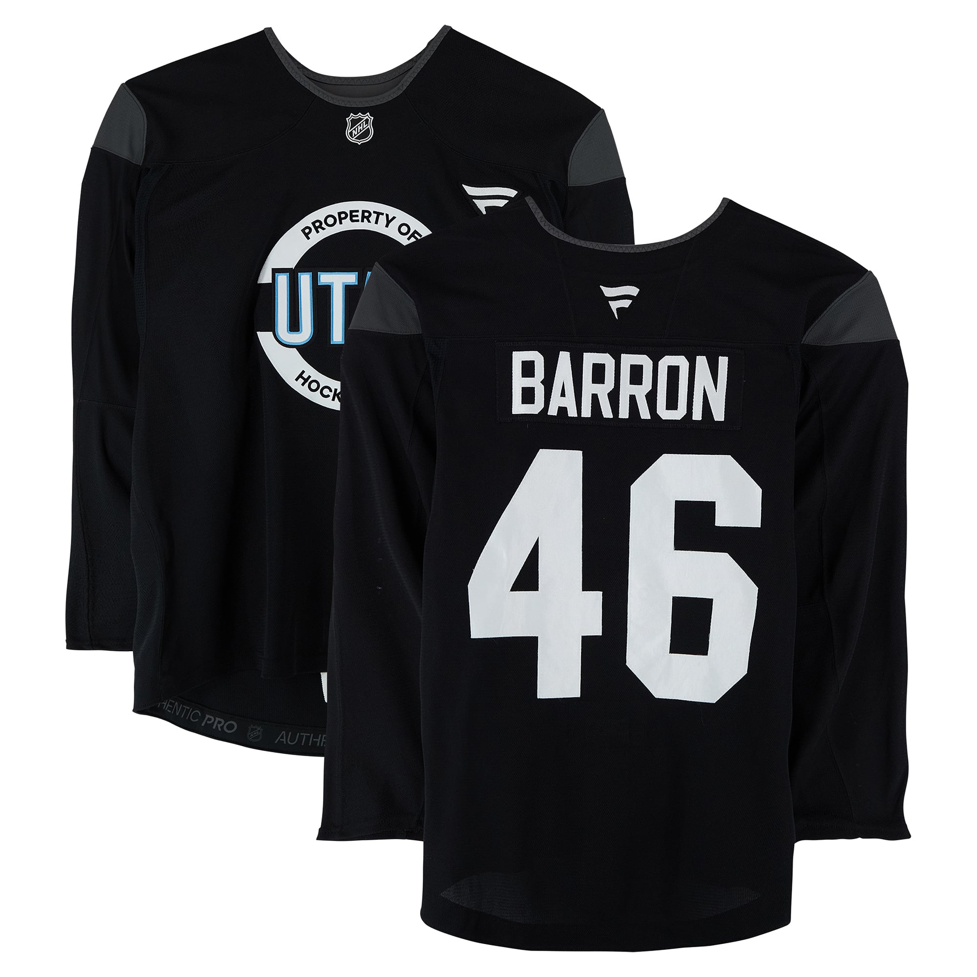 Travis Barron Utah Mammoth Practice-Used #46 Black Jersey from the 2024-25 NHL Season