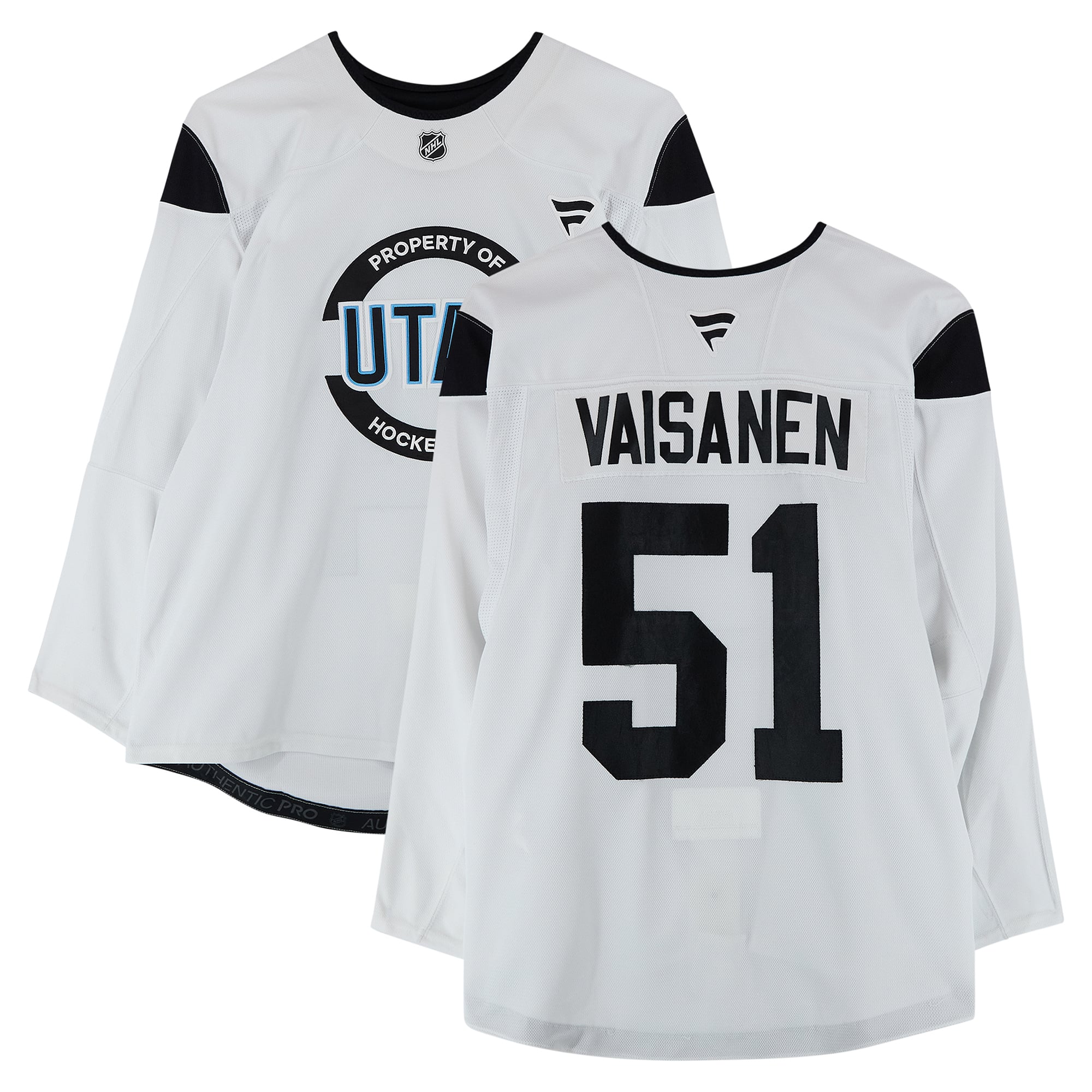 Veeti Vaisanen Utah Hockey Club Practice-Used #51 White Jersey from the 2024-25 NHL Season