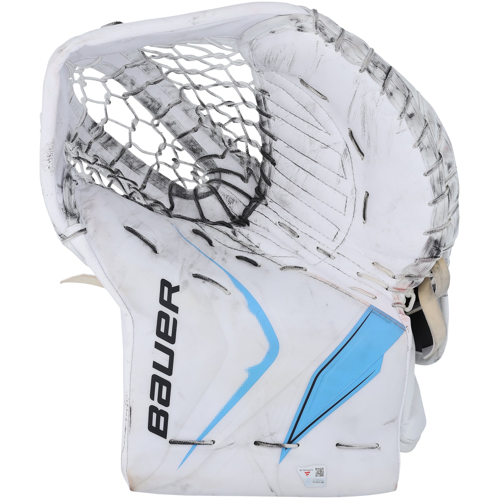 Vitek Vanecek Utah Mammoth Game-Used White Bauer Goalie Glove from the 2025-26 NHL Season - NF70454614