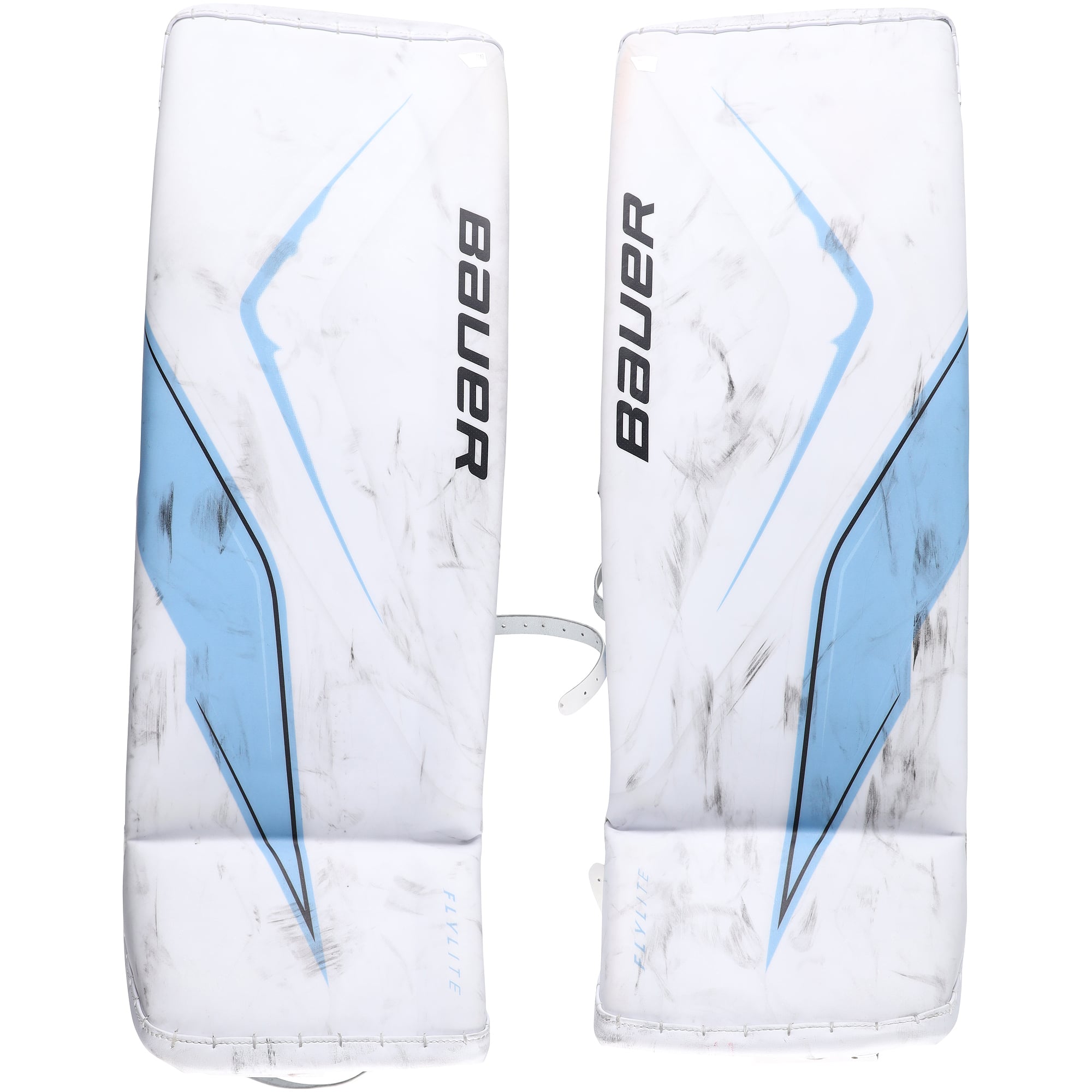 Jambières de gardien de but blanches Bauer utilisées par Vitek Vanecek (Utah Mammoth) lors de la saison 2025-2026 de la LNH - NF70454611-12