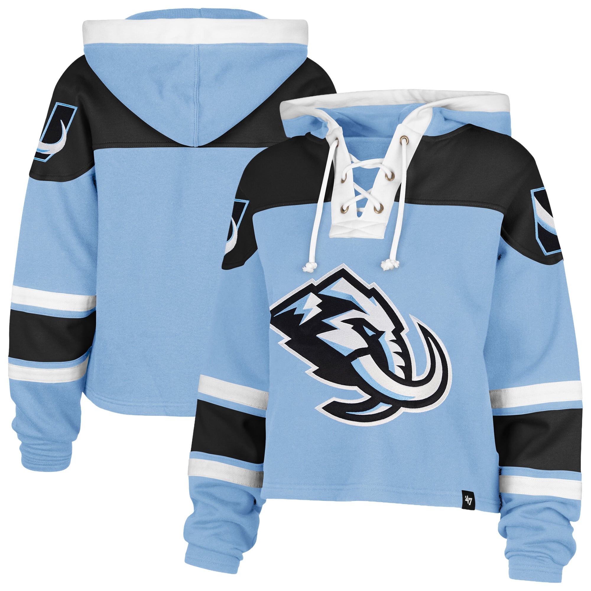 Sweat à capuche court lacets bleu Utah Mammoth '47 pour femme