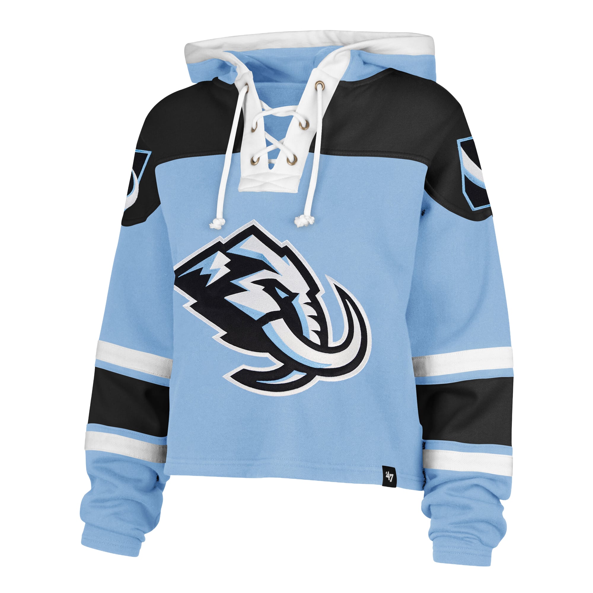 Sweat à capuche court lacets bleu Utah Mammoth '47 pour femme