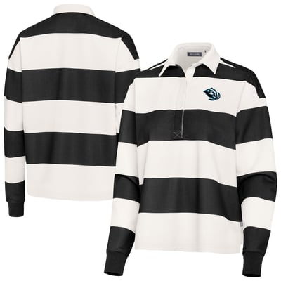Utah Mammoth Antigua Women's Banner Rugby Long Sleeve Polo - Black/Cream