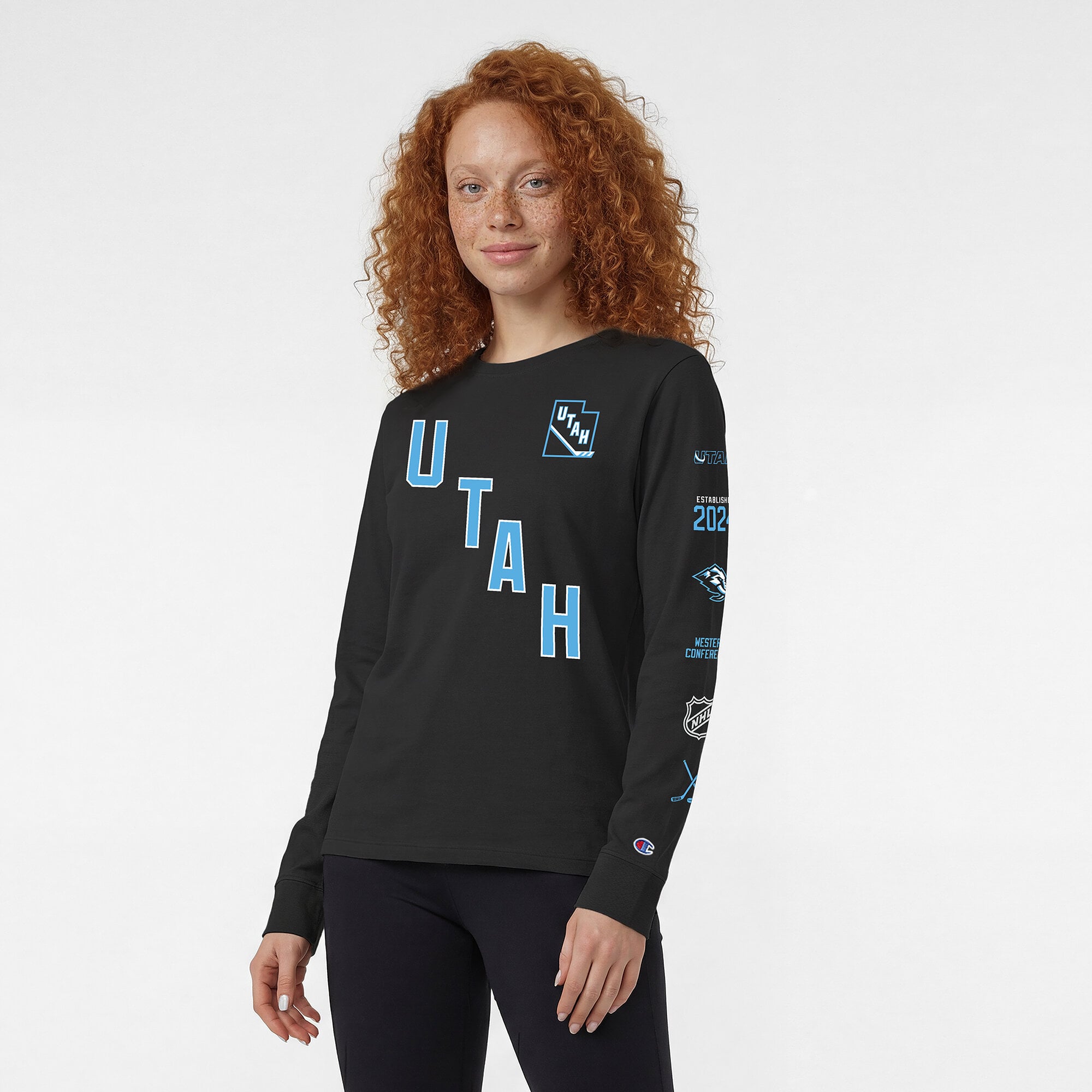 T-shirt à manches longues Champion Black Utah Mammoth pour femmes